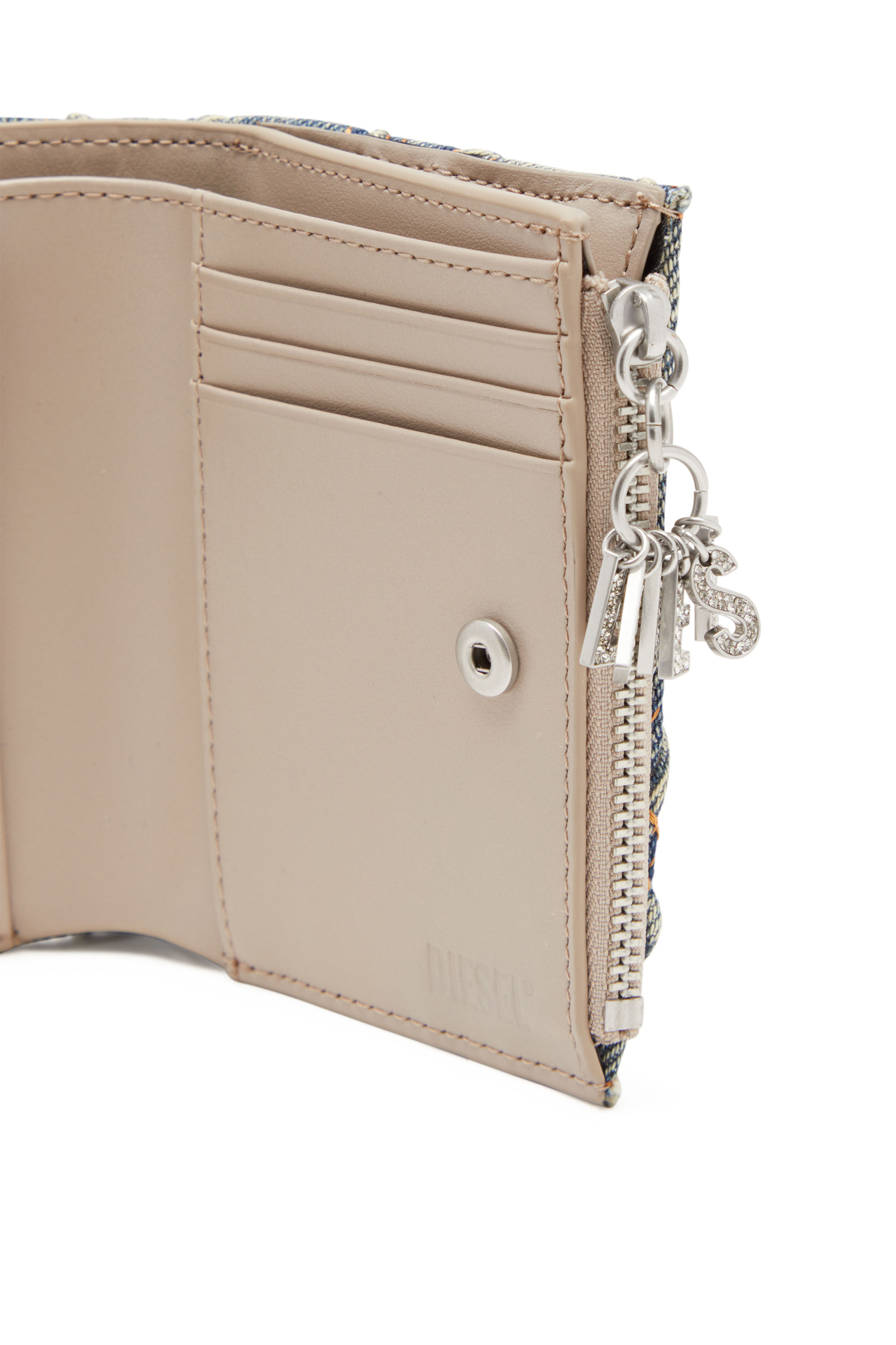 Women's Small wallet in Argyle quilted denim | Blue | Diesel