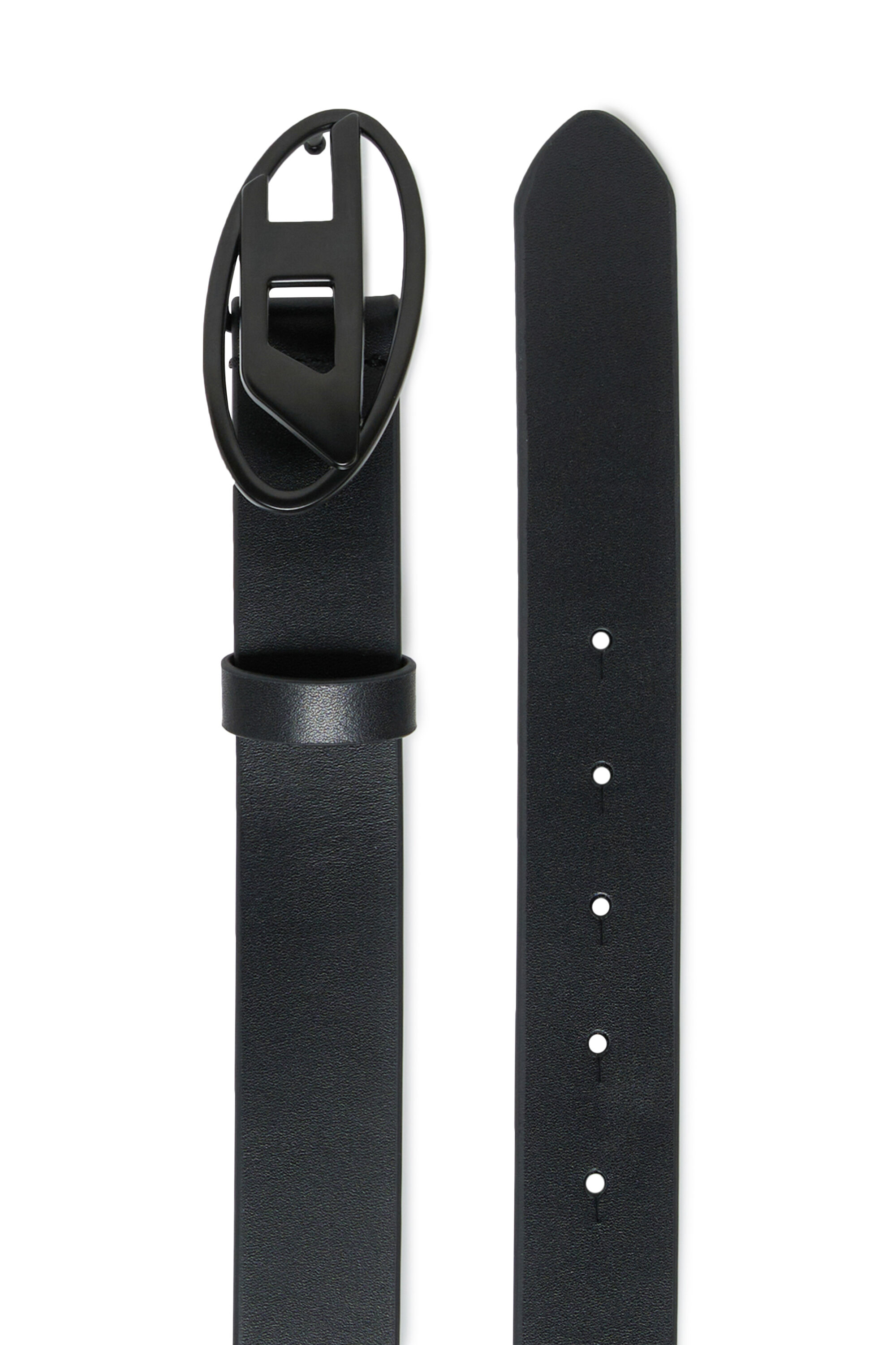Diesel - B1DRN, Unisex's 3 cm leather belt with Oval D buckle in Black - 2