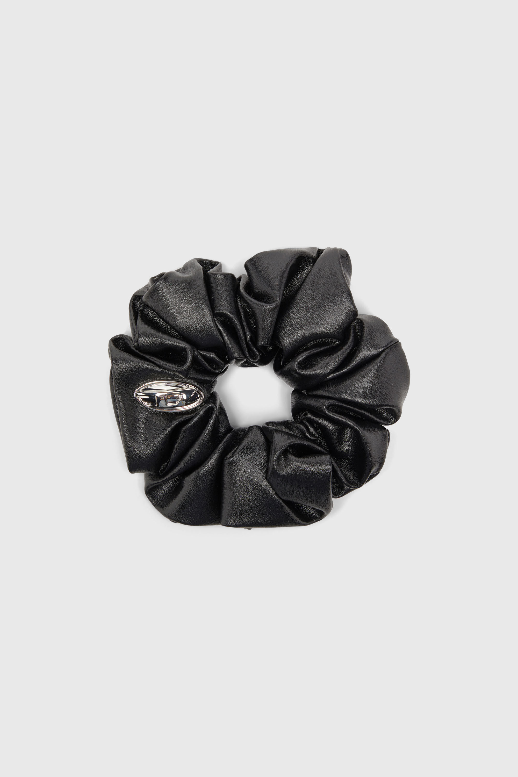 Diesel - BANGLE SCRUNCHIE, Chouchou &agrave; logo en m&eacute;tal Femme in Noir - 1