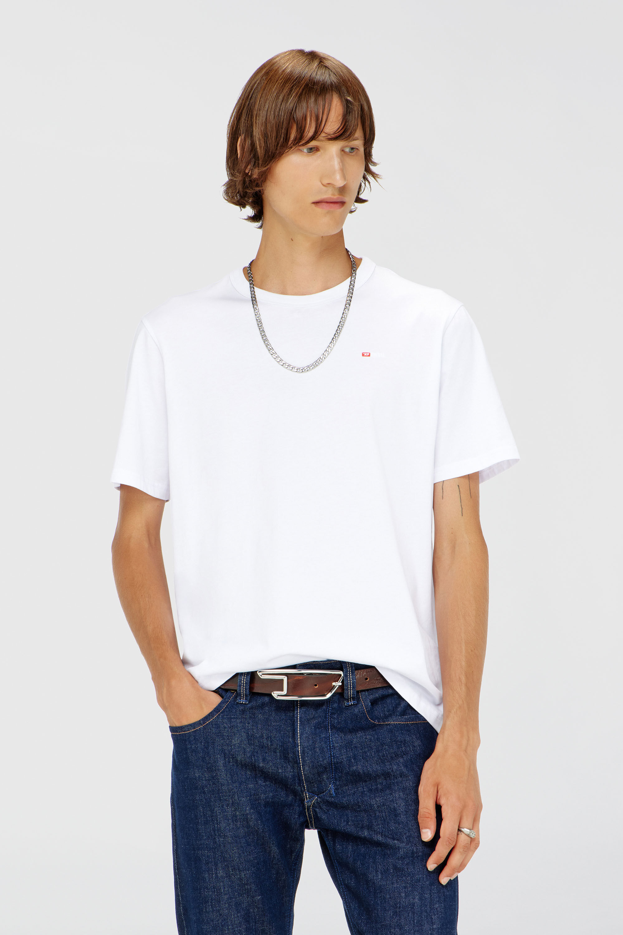 Diesel - T-ADJUST-MICRODIV, T-shirt avec logo micro-brod&eacute; Mixte in Blanc - 3