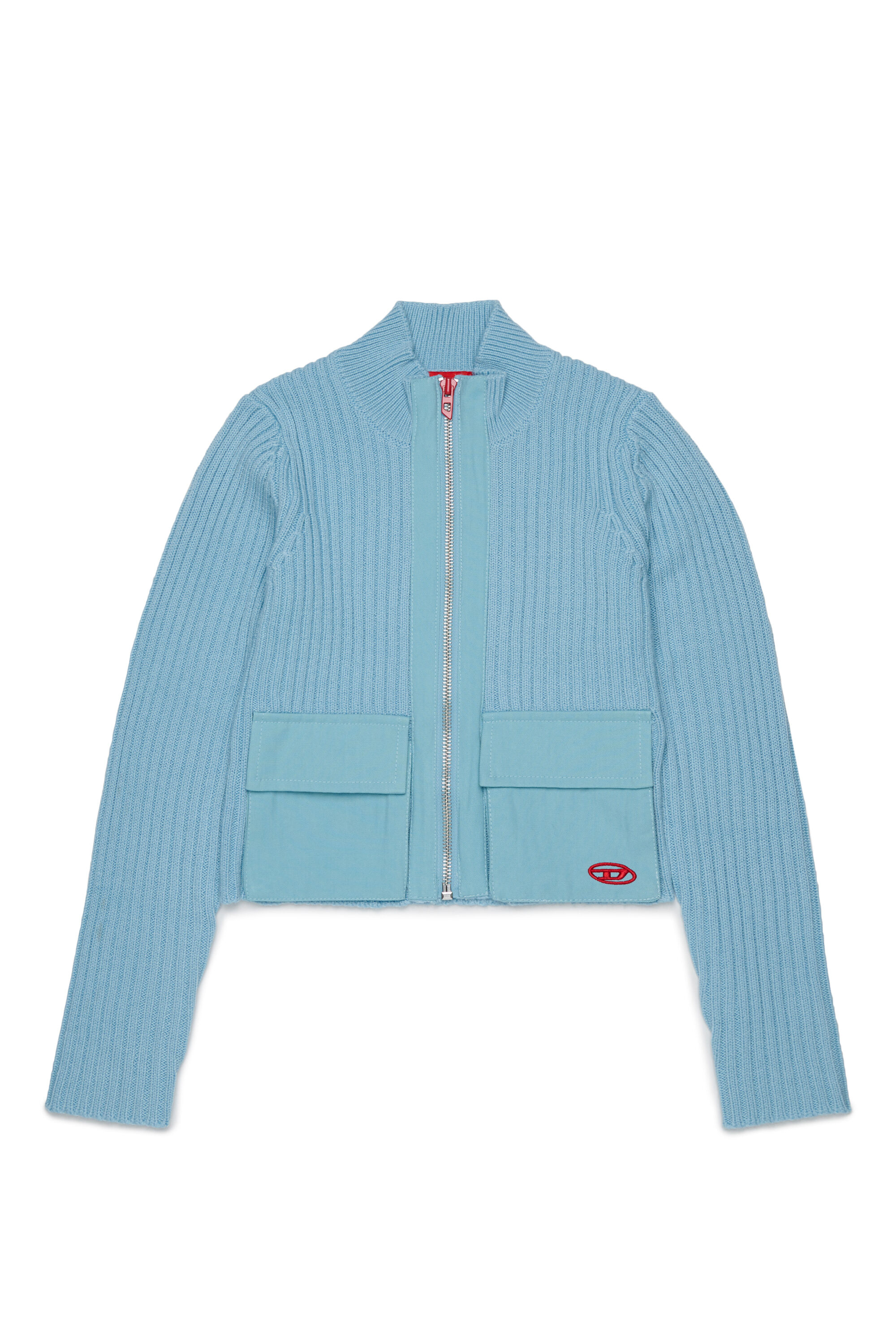 Diesel - KAMMY, Gilet zipp&eacute; en laine m&eacute;lang&eacute;e avec poches Femme in Bleu - 1