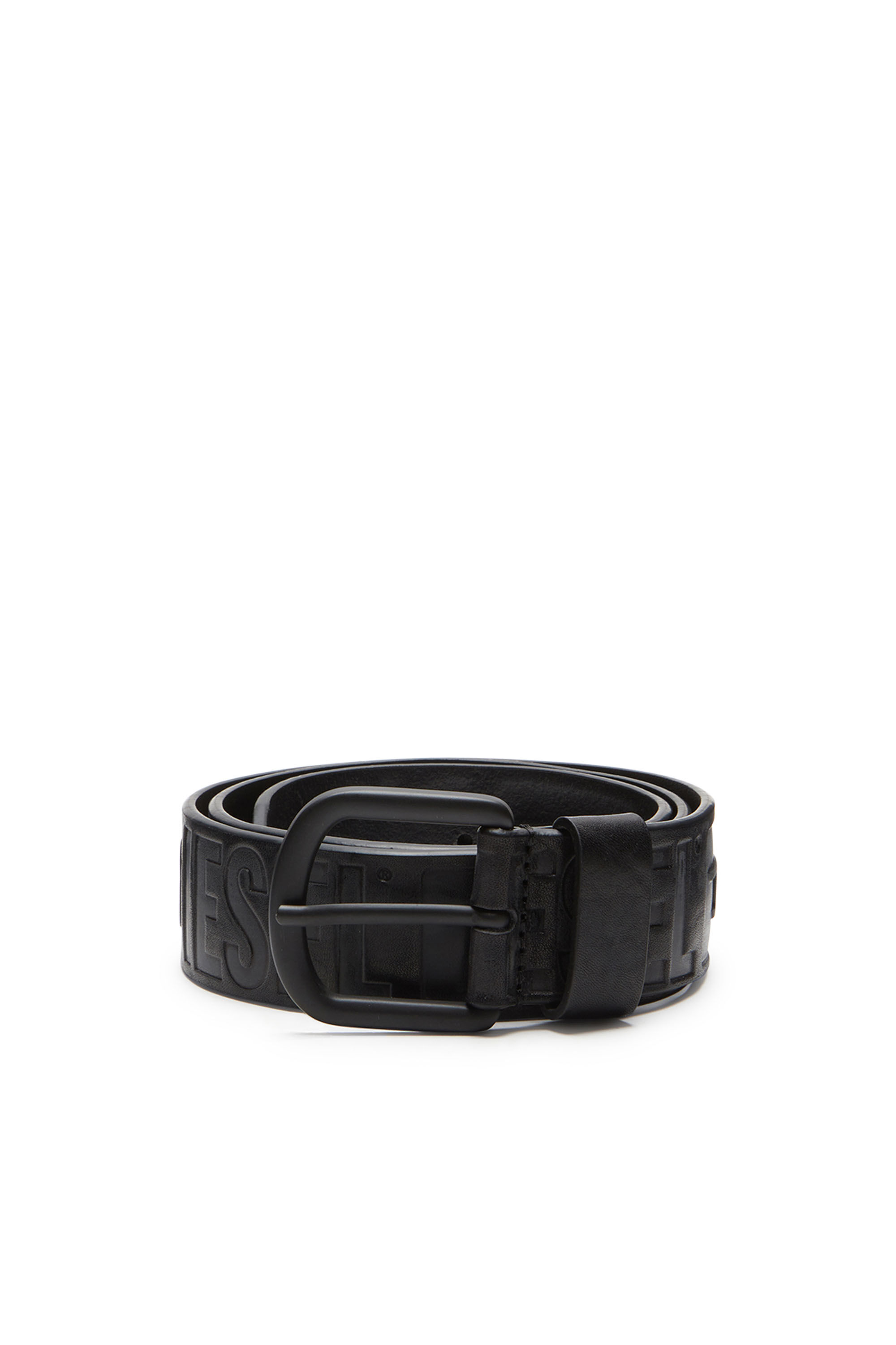 Diesel - B-ARCHIVE II, Ceinture en cuir avec logo embossé Homme in Noir - 1