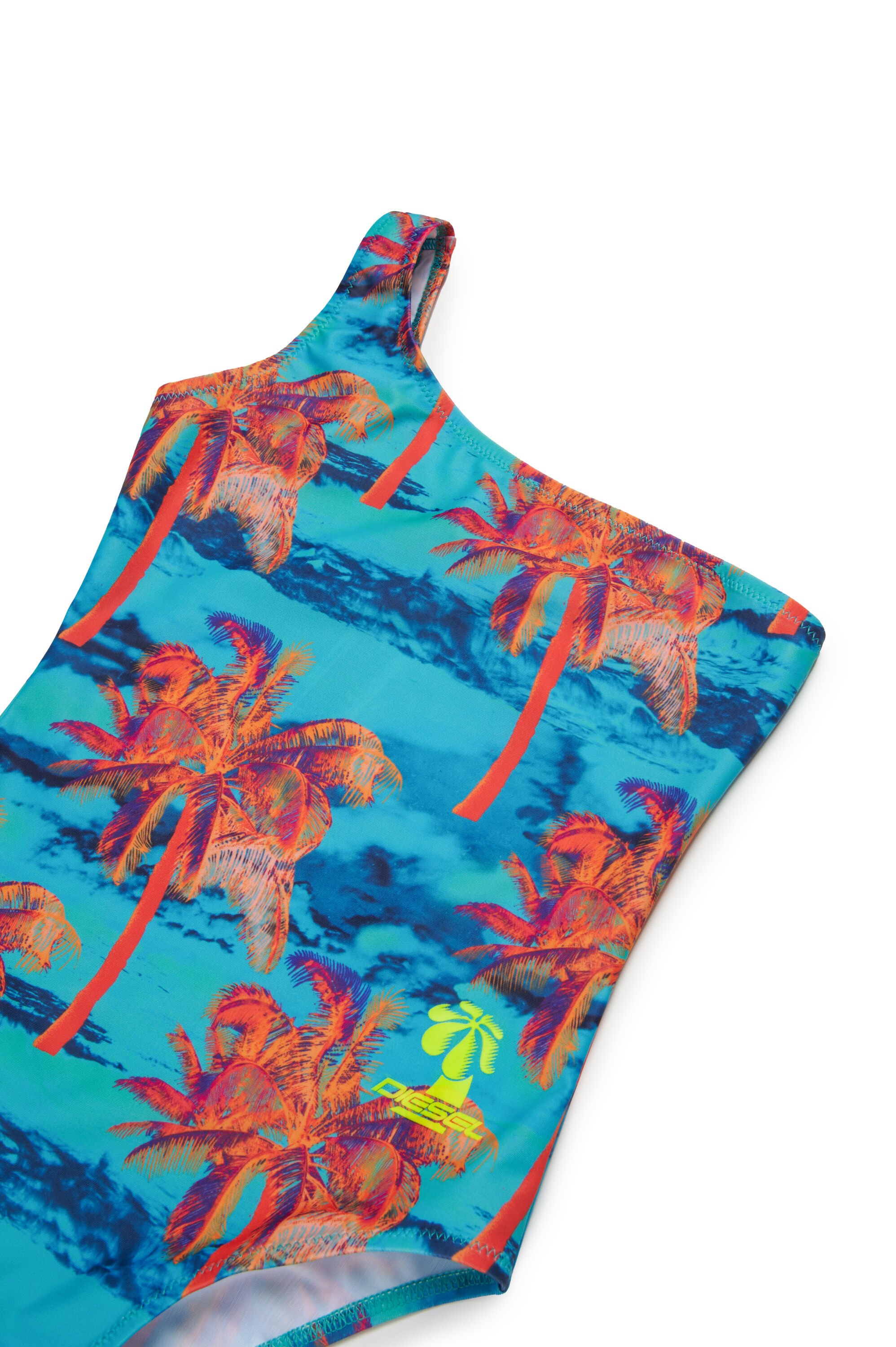 Diesel - MIARIS, Maillot de bain à une épaule avec des palmiers Femme in Polychrome - 3