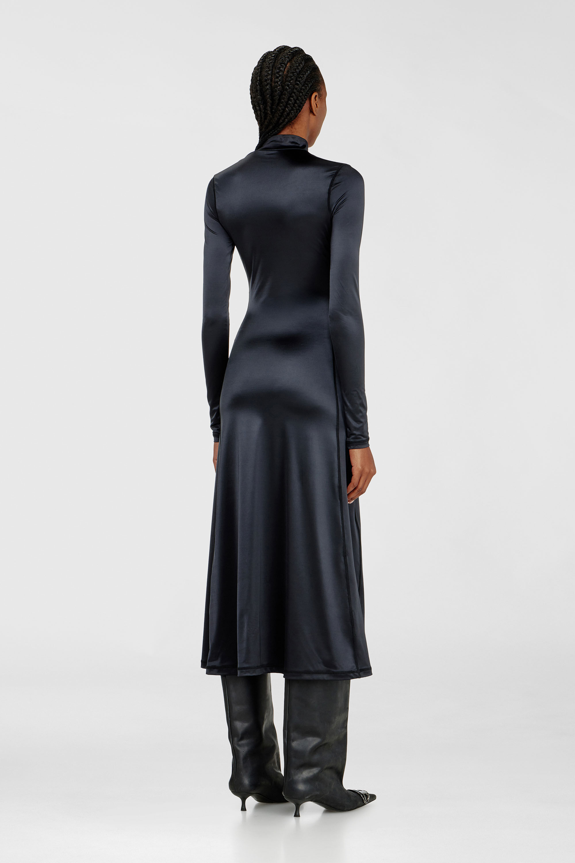Diesel - D-UNGO, Robe midi fluide &agrave; col montant Femme in Noir - 4