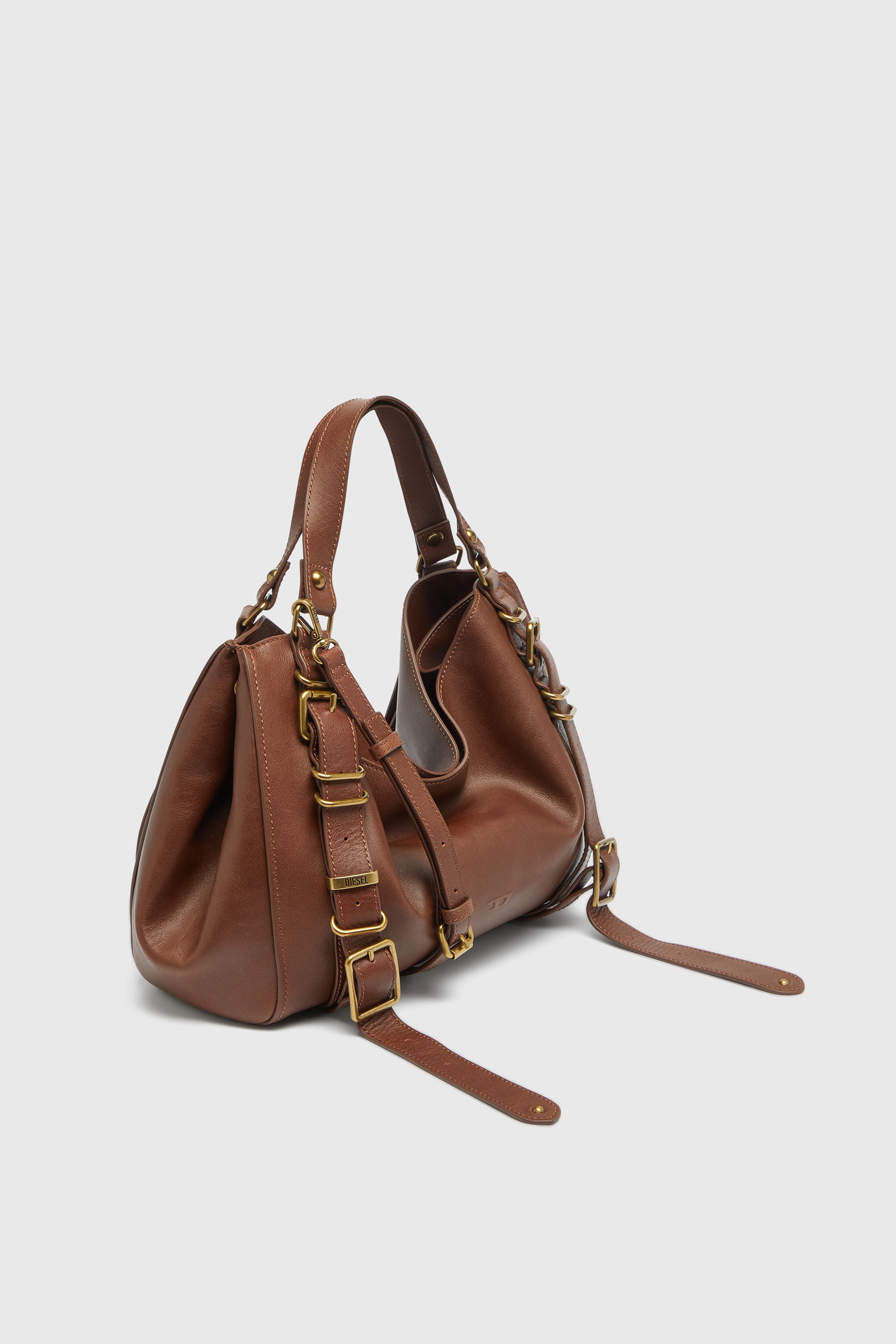 Diesel - D-ONE TOPHANDLE M, D-One-Sac medium &agrave; poign&eacute;e sup&eacute;rieure en cuir trait&eacute; Mixte in Marron - 5