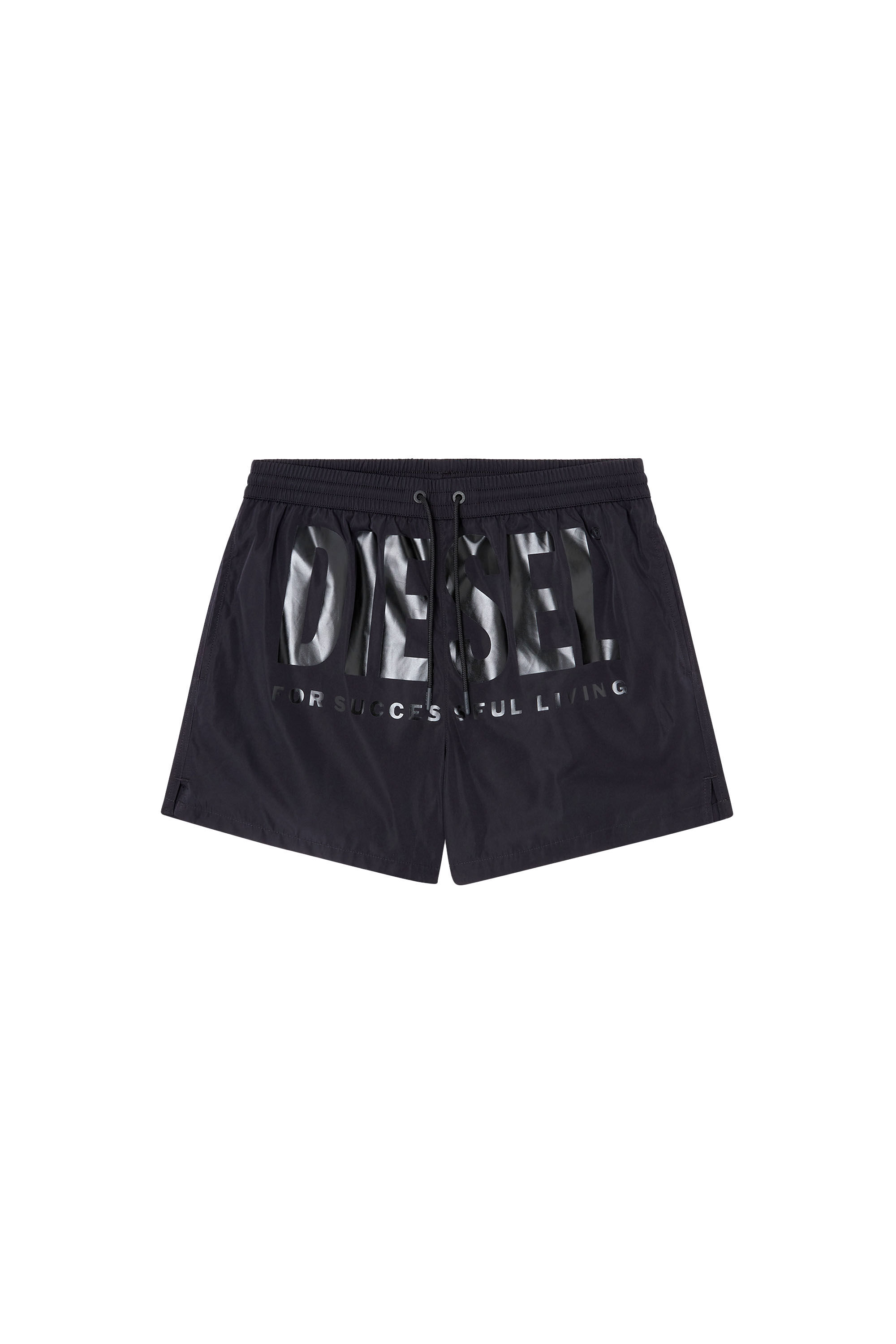Men's Mid-length swim shorts with maxi logo | Black | Diesel BE
