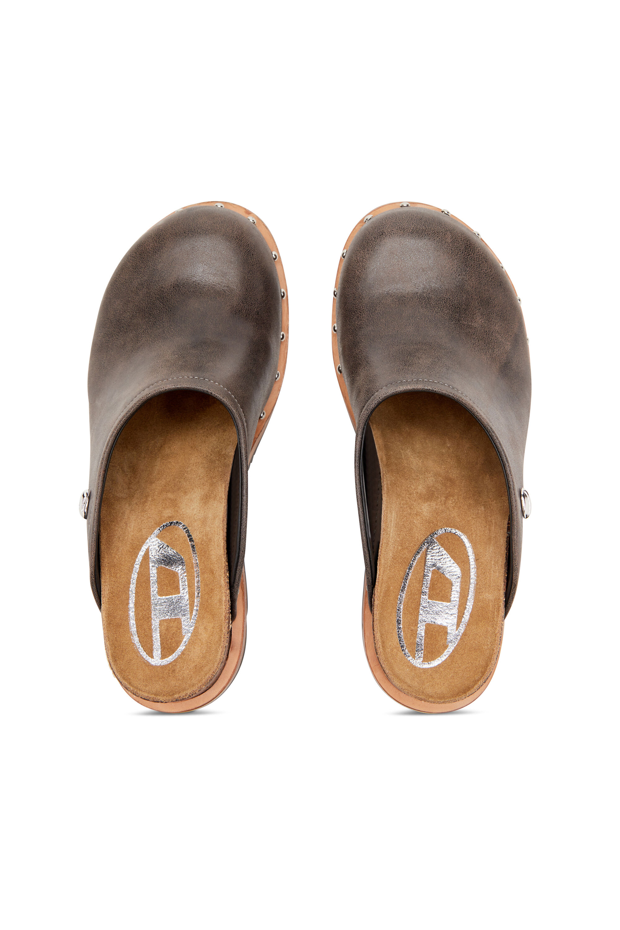 Diesel - D-WOODSTOCK ML CLOG W, D-Woodstock-Mules en cuir cloutées Femme in Marron - 5