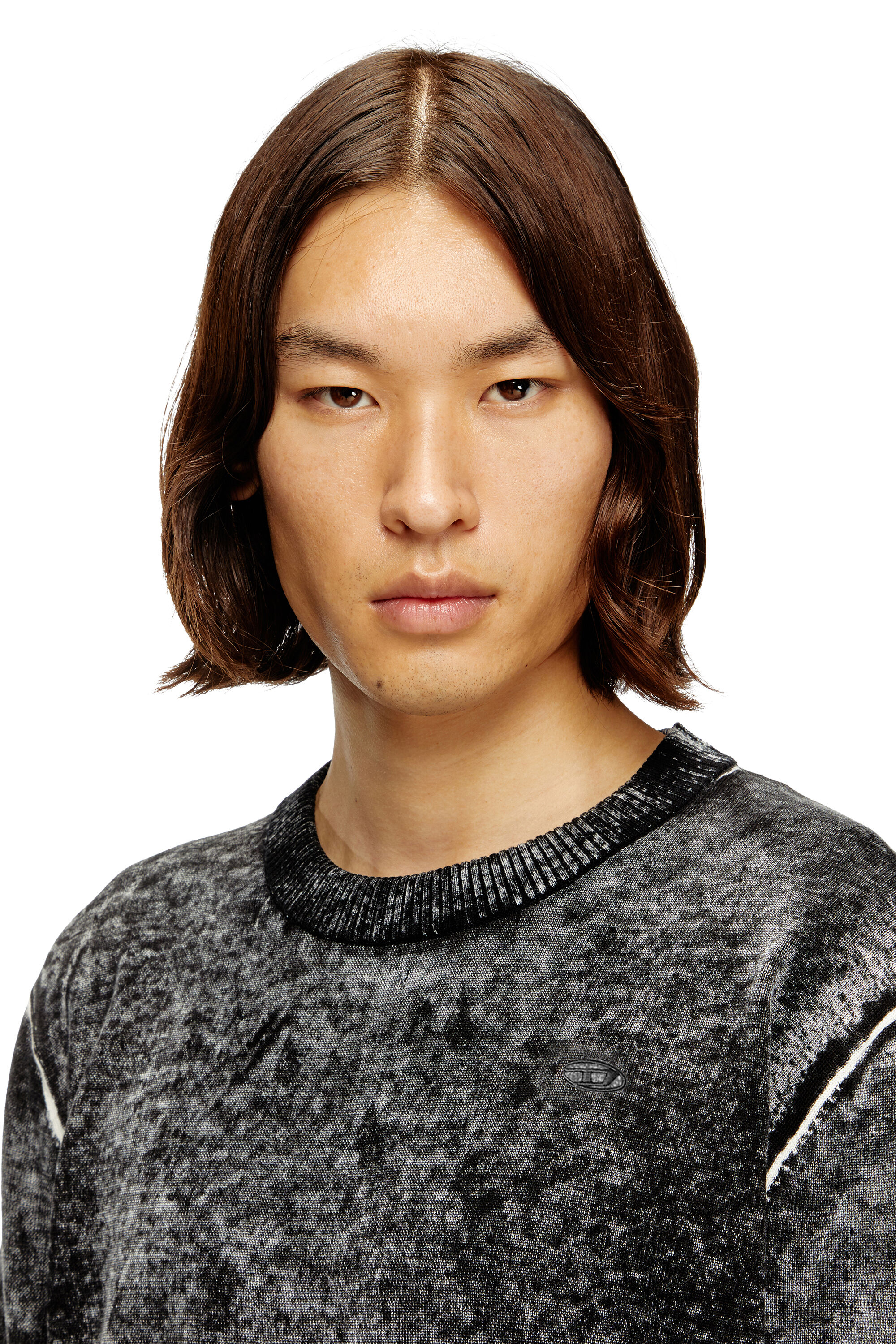 Diesel - K-LAURENT, Pull avec impression invers&eacute;e d&eacute;color&eacute;e Homme in Gris - 5