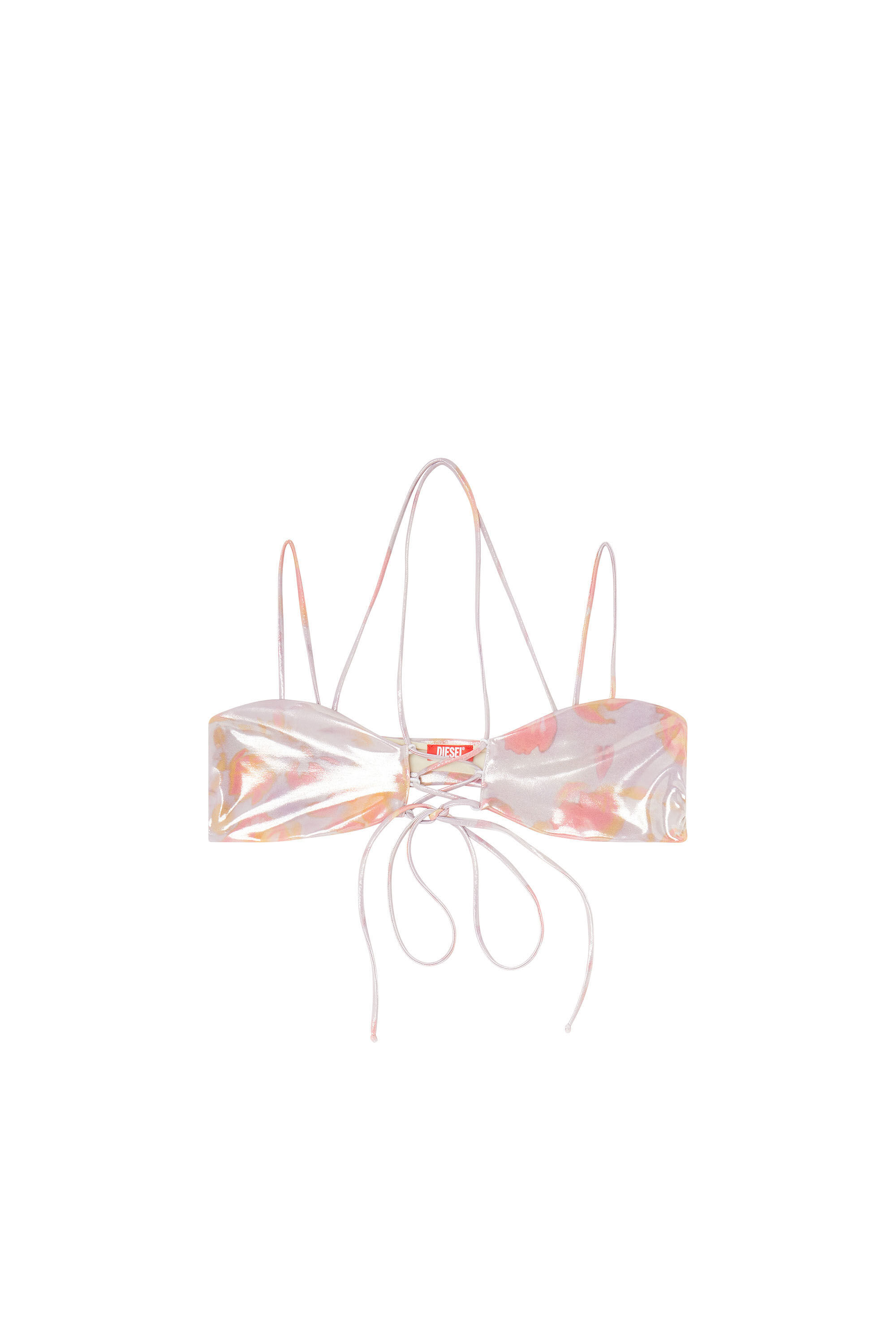 Diesel - NADINE-UTLT, Haut de bikini &agrave; bretelles m&eacute;talliques &agrave; motif fleuri Femme in Violet - 4