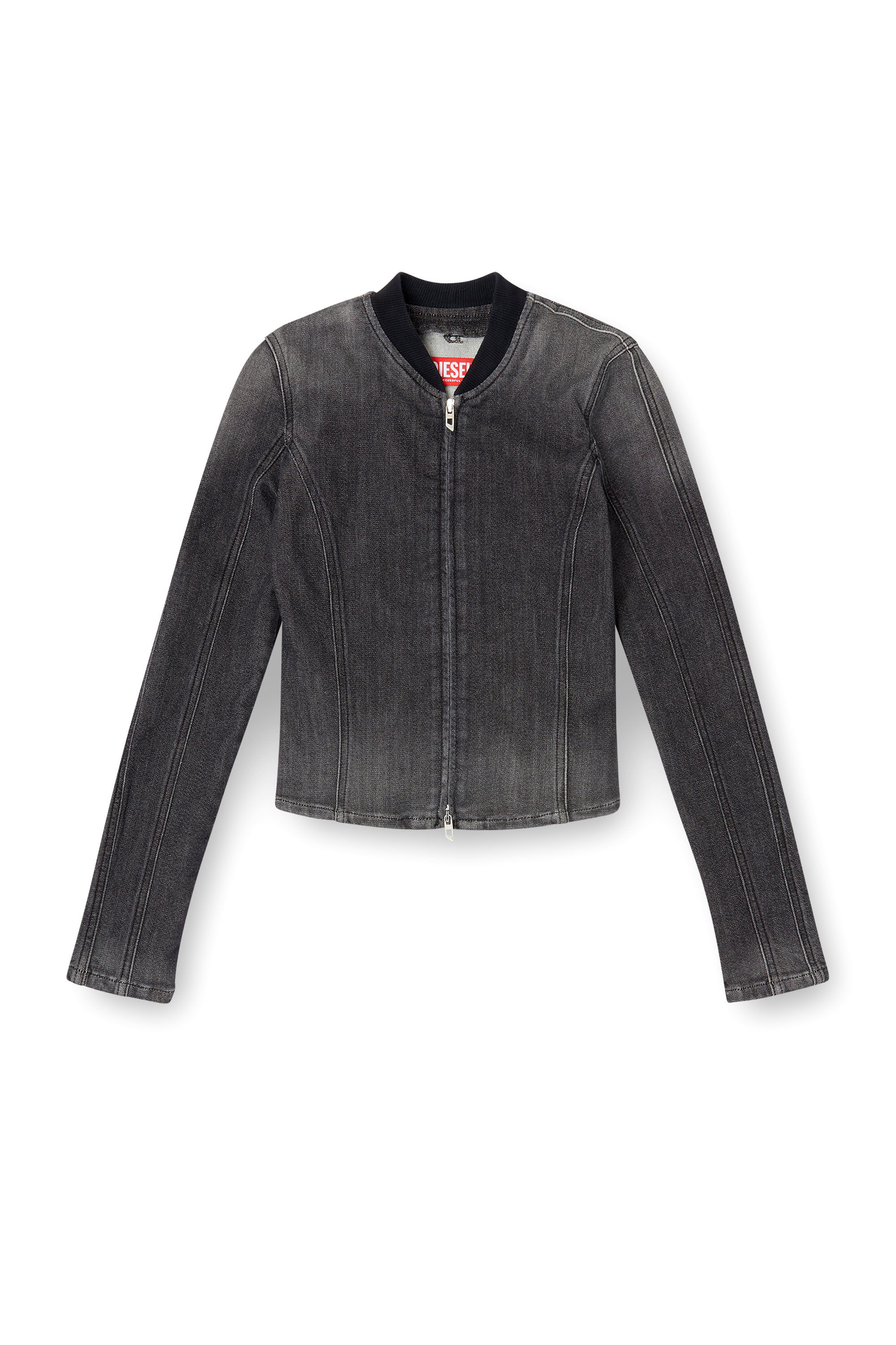 Diesel - DE-GARY-D JOGG, Veste cropped en denim monochrome Femme in Noir - 2