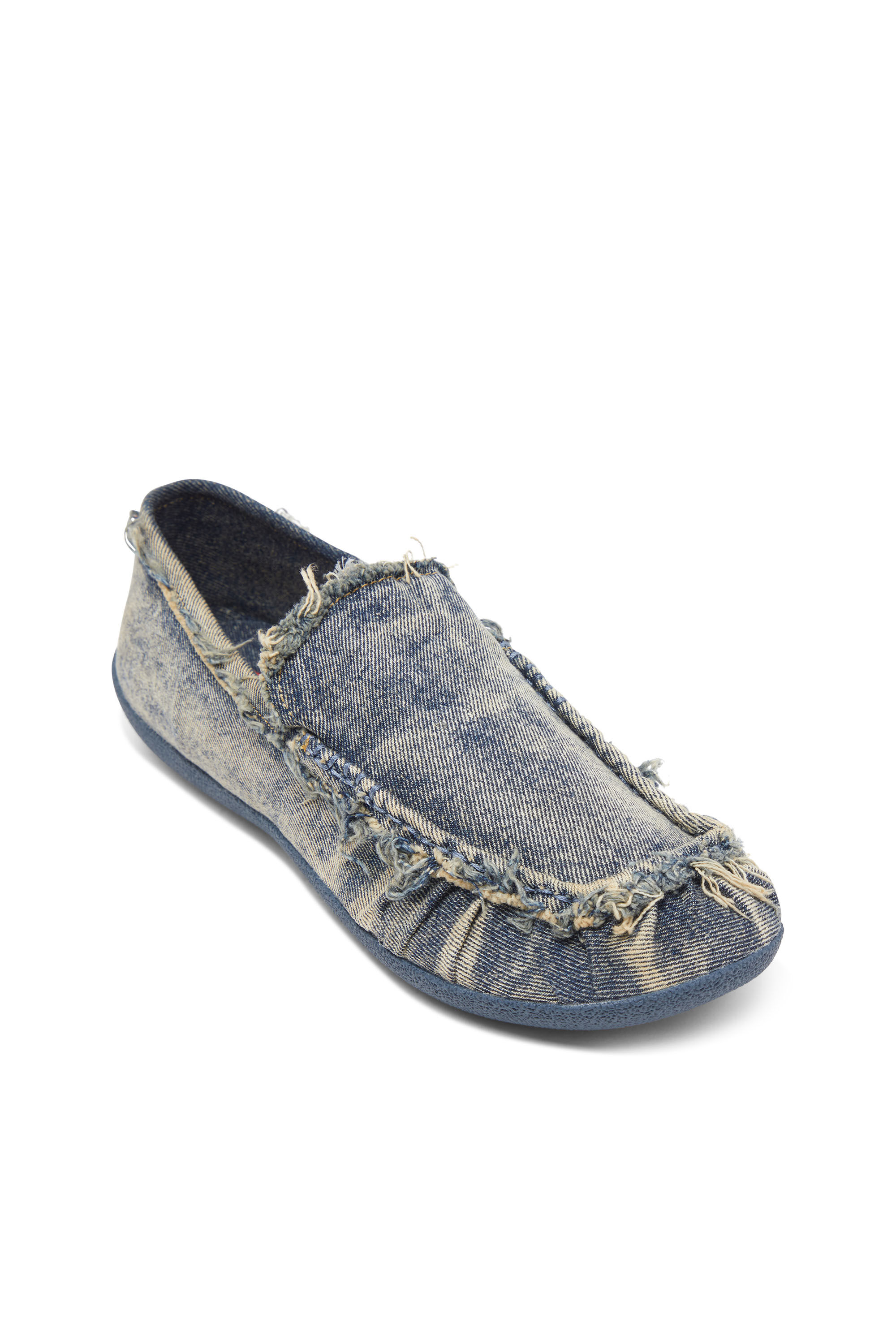 Diesel - D-SHOCK MOC, D-Shock-Mocassins en denim effet vieilli Homme in Bleu - 6