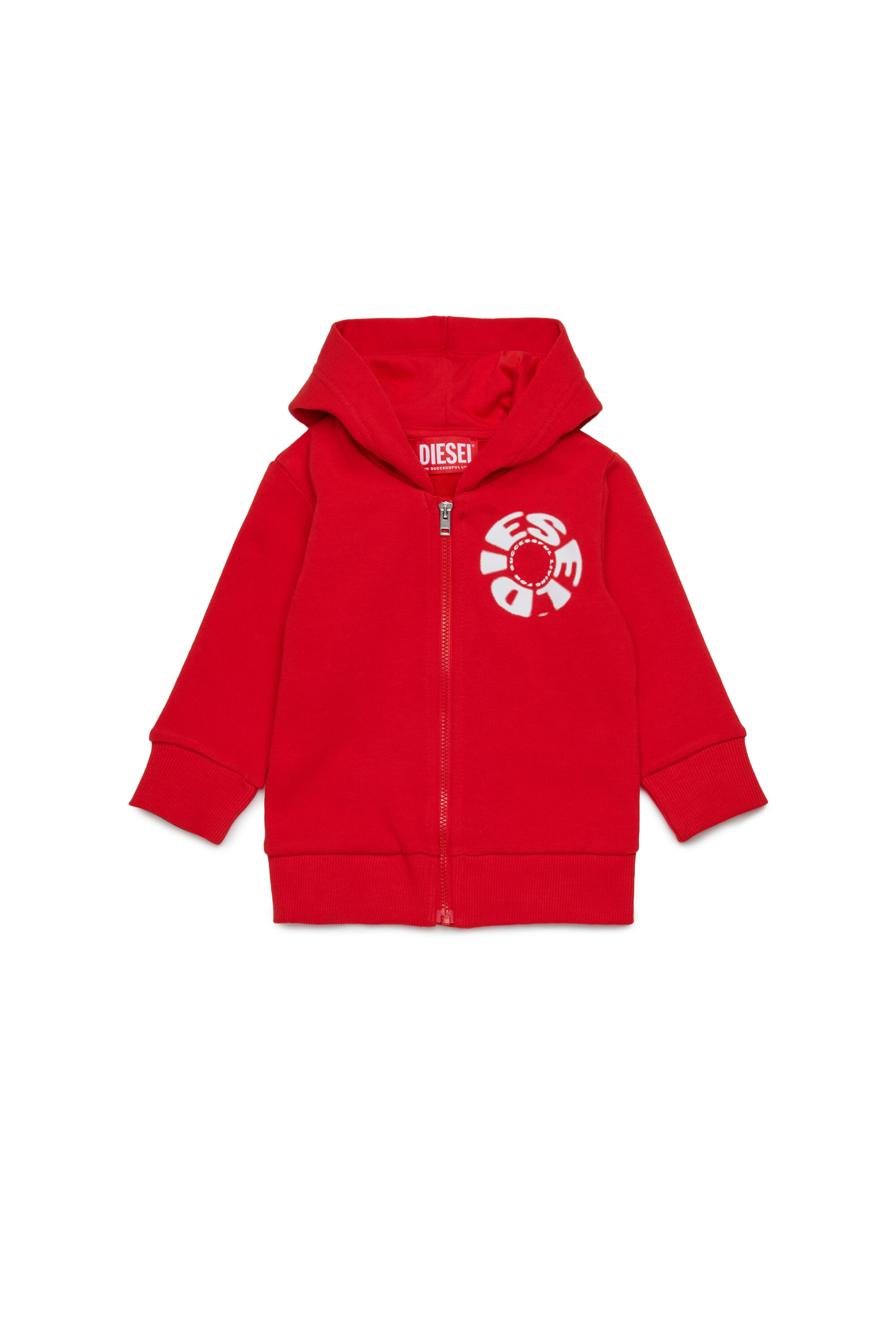 Diesel - SPRAVONB, Sweat à capuche en coton avec fermeture éclair intégrale Homme in Rouge - 1