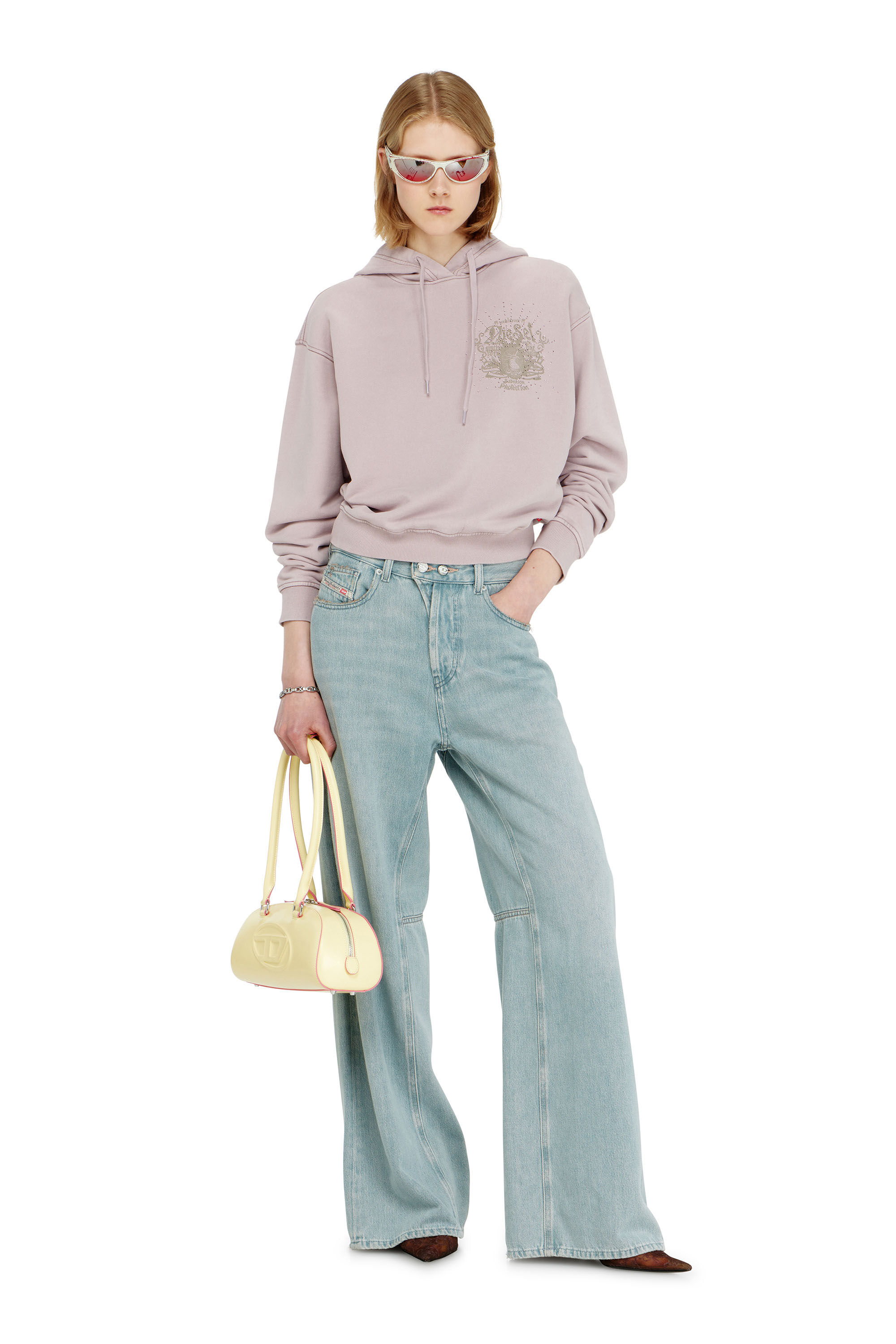 Diesel - F-PHOENY, Sweat &agrave; capuche avec imprim&eacute;s et clous strass Femme in ToBeDefined - 1