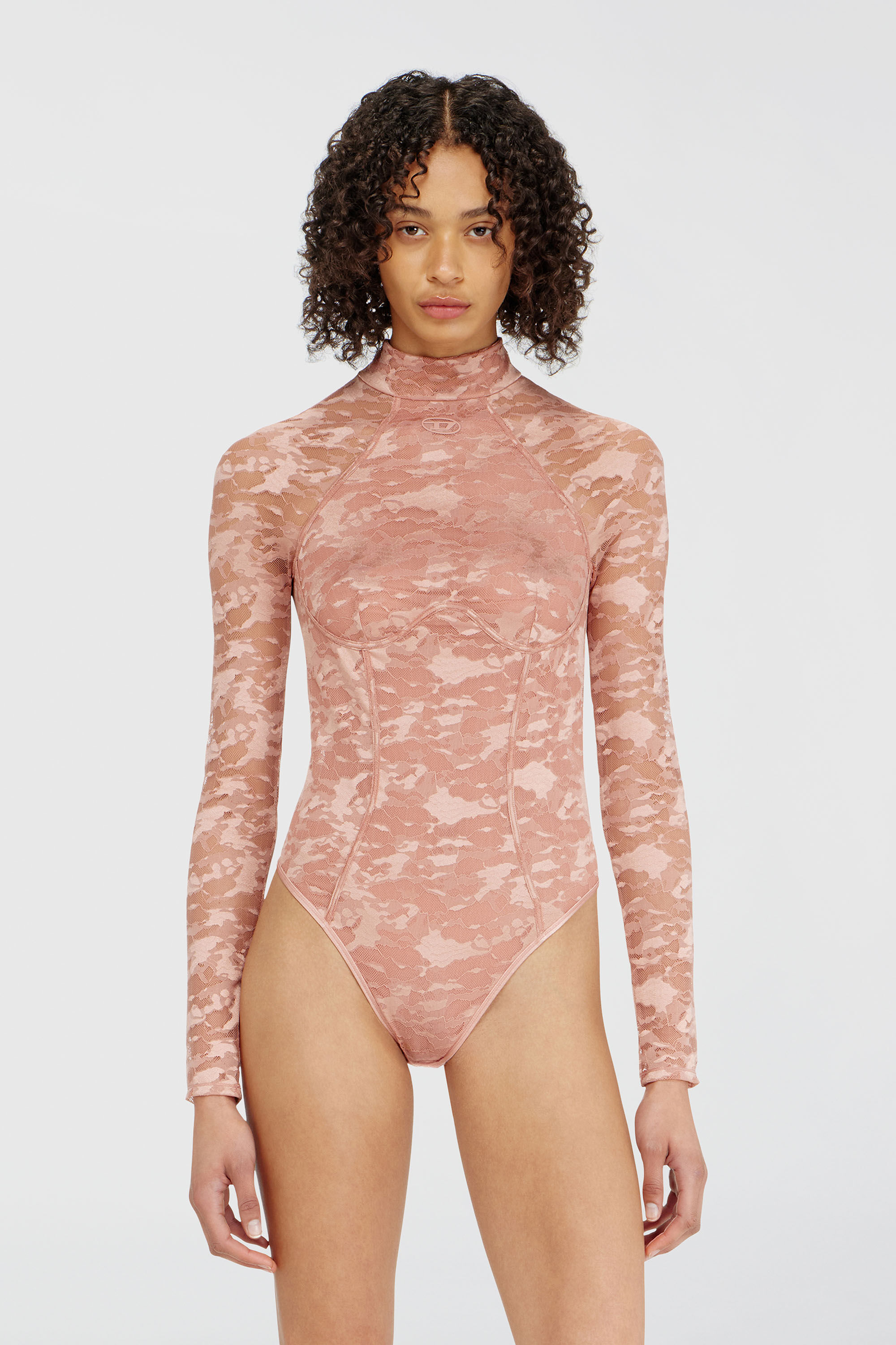 Diesel - VIVIAN-UTLT, Body en dentelle nylon avec dos ouvert Femme in Rose - 3