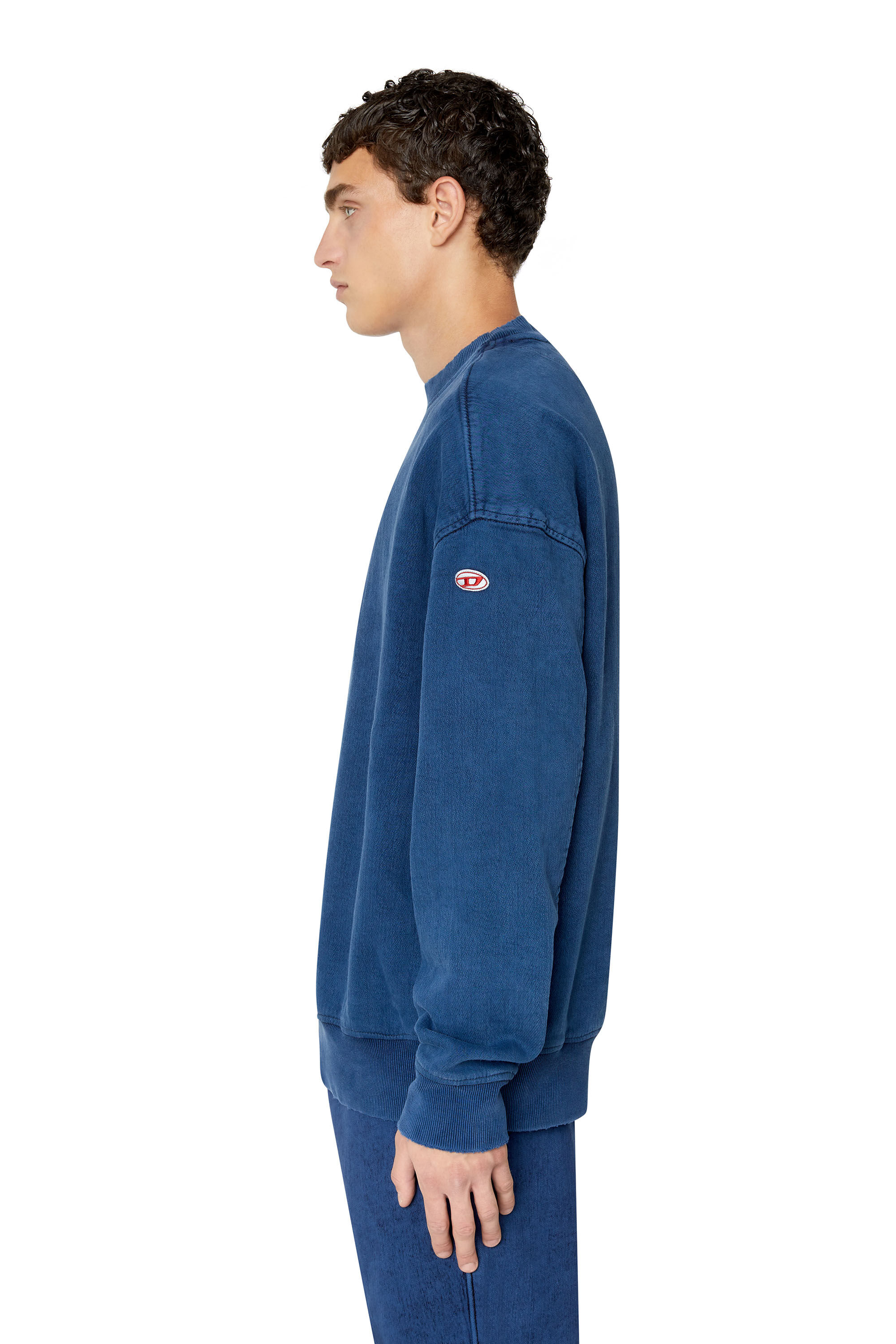 Diesel - D-KRIB TRACK DENIM SWEATSHIRT, Dark Blue - Image 5