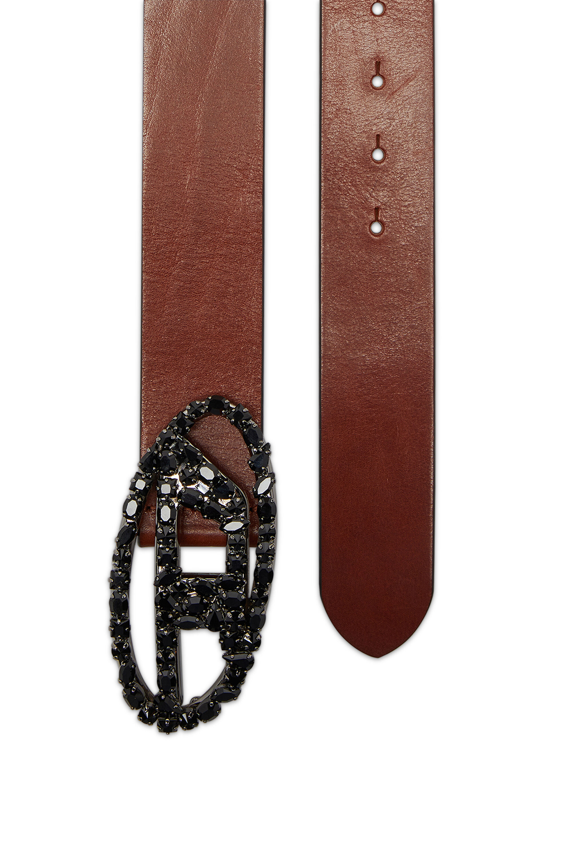 Diesel - B-1DR W-CROWN, Ceinture en cuir pull-up de 4 cm avec boucle bijou Femme in Marron - 2