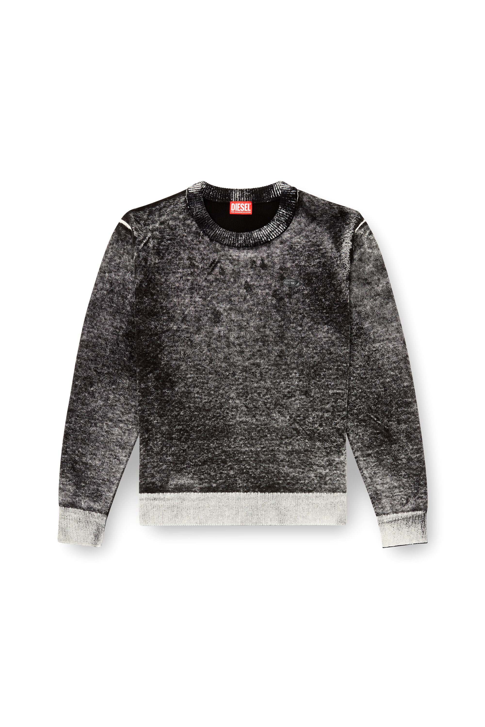Diesel - K-LAURENT, Pull avec impression invers&eacute;e d&eacute;color&eacute;e Homme in Gris - 2