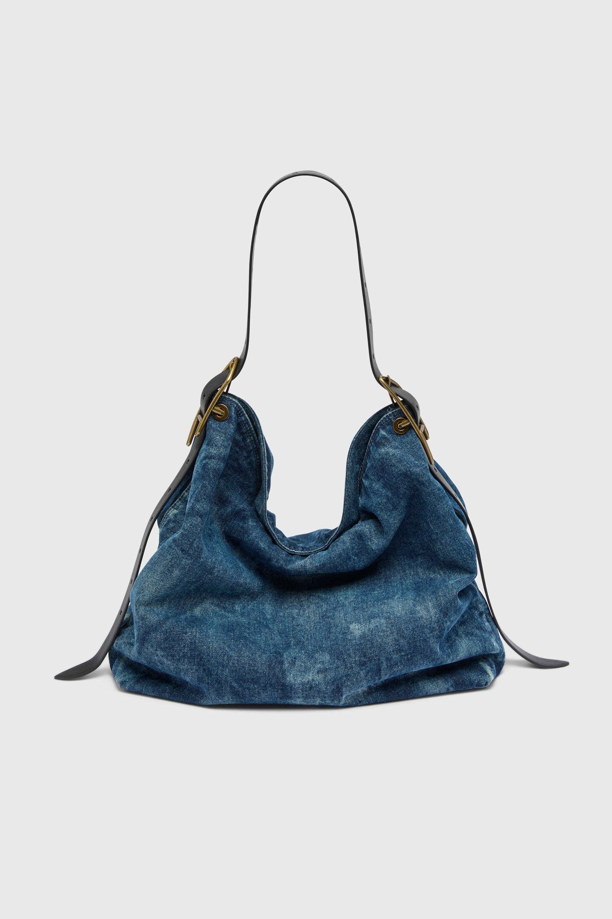 Diesel - D-LINE HOBO L, D-Line-Sac hobo en denim Femme in Bleu - 2