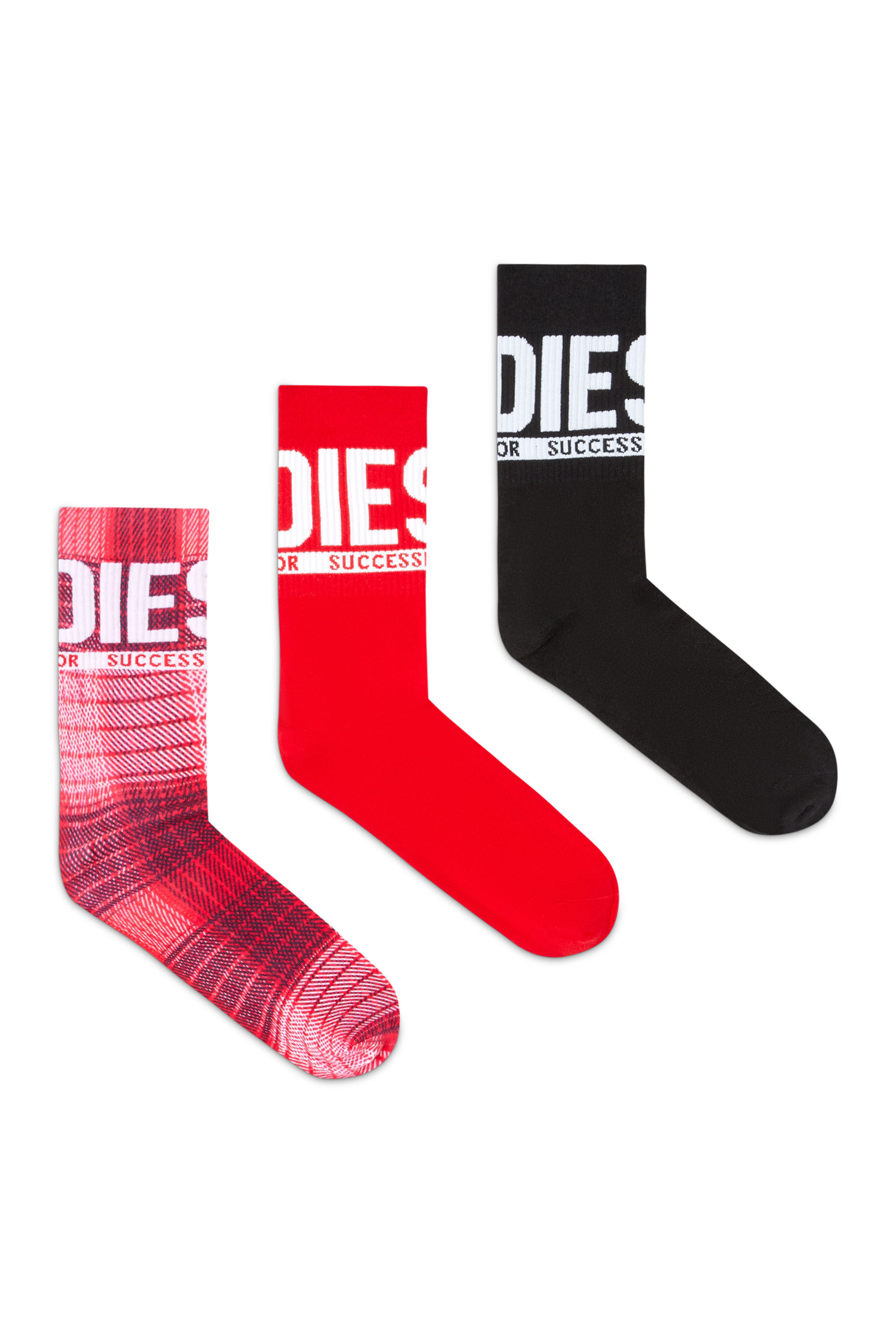 Diesel - SKM-RAY-THREEPACK, Lot de 3 paires de chaussettes en coton avec logo Homme in Polychrome - 1