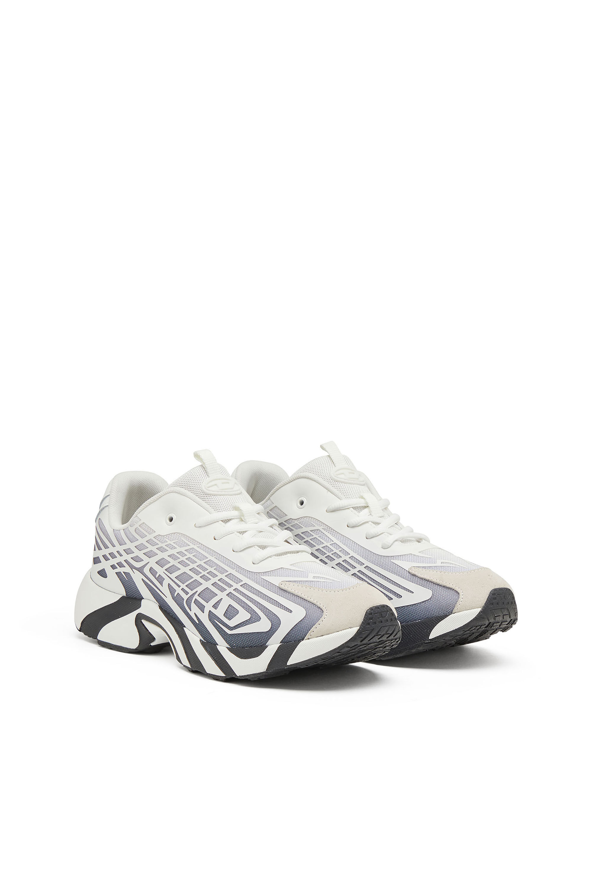 Diesel - S-D-VIT'S 500 LOW, Man's D-Vit-Sneakers in striped dégradé mesh in White/Grey - 2