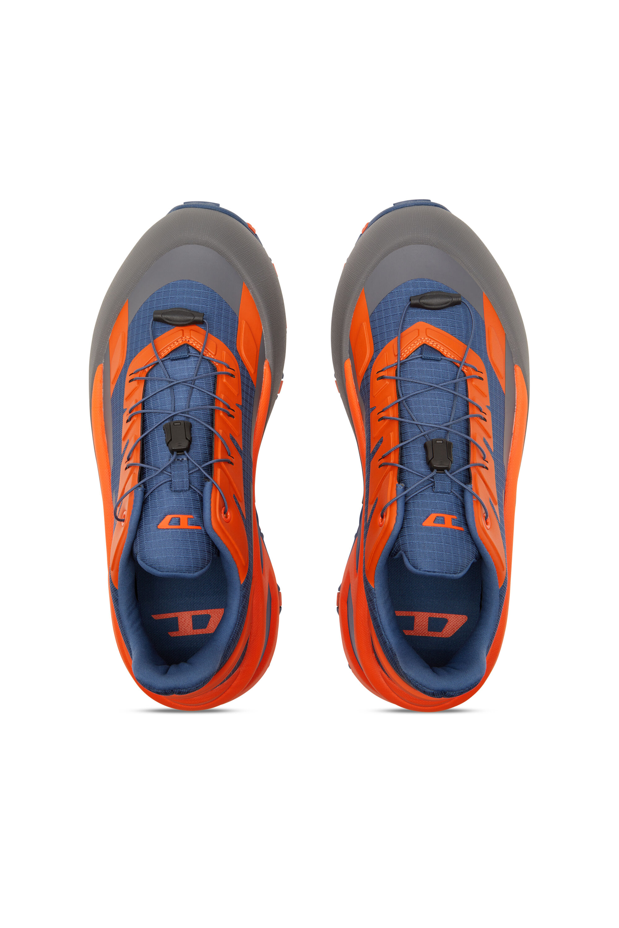 Diesel - D-CAGE RUNNER, Man's D-Cage Runner-Sneakers in TPU-trimmed ripstop in Blue/Orange - 4