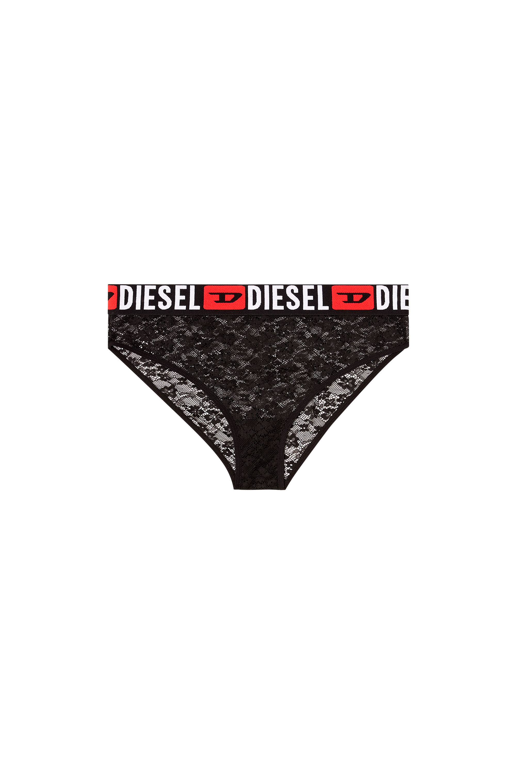 Diesel - SAM-D-CORE, Culotte en dentelle de nylon avec logo Diesel Femme in Noir - 2