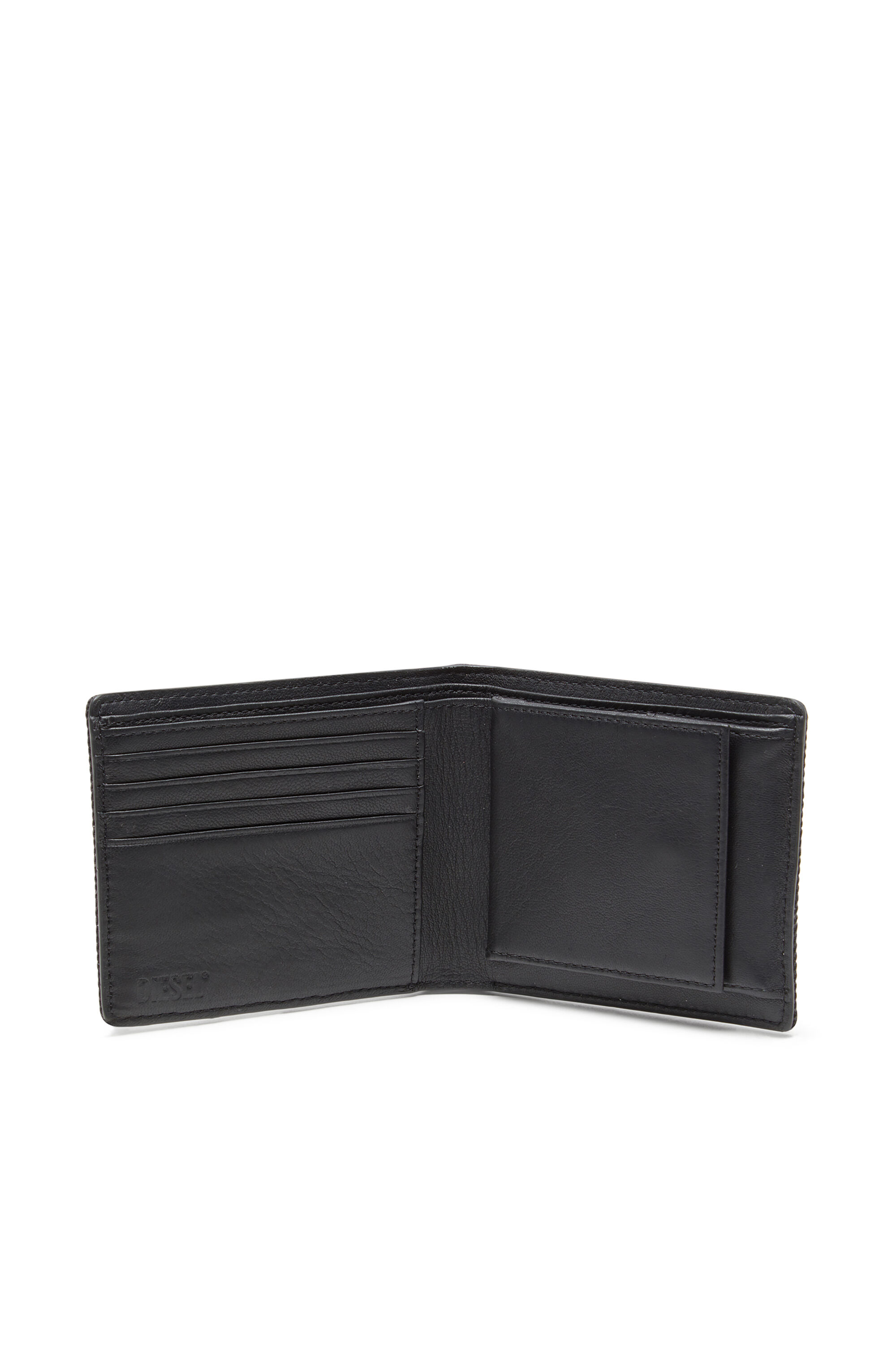 Diesel - MULTI-PKTS BI FOLD COIN S 3D, Portefeuille en denim avec logo Homme in Noir - 3