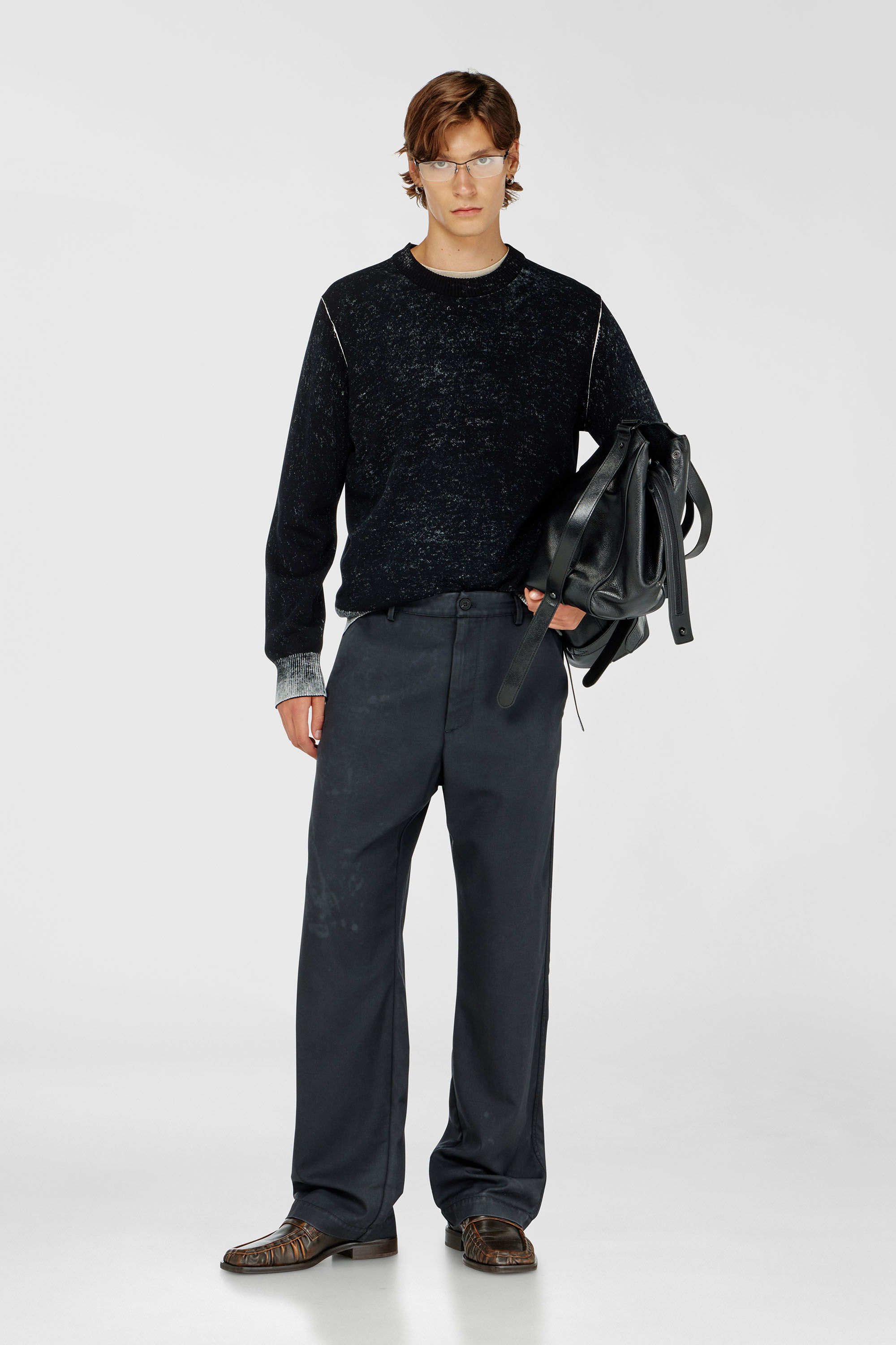 Diesel - K-LARENCE-B, Pull en coton avec imprim&eacute; invers&eacute; Homme in Noir - 1