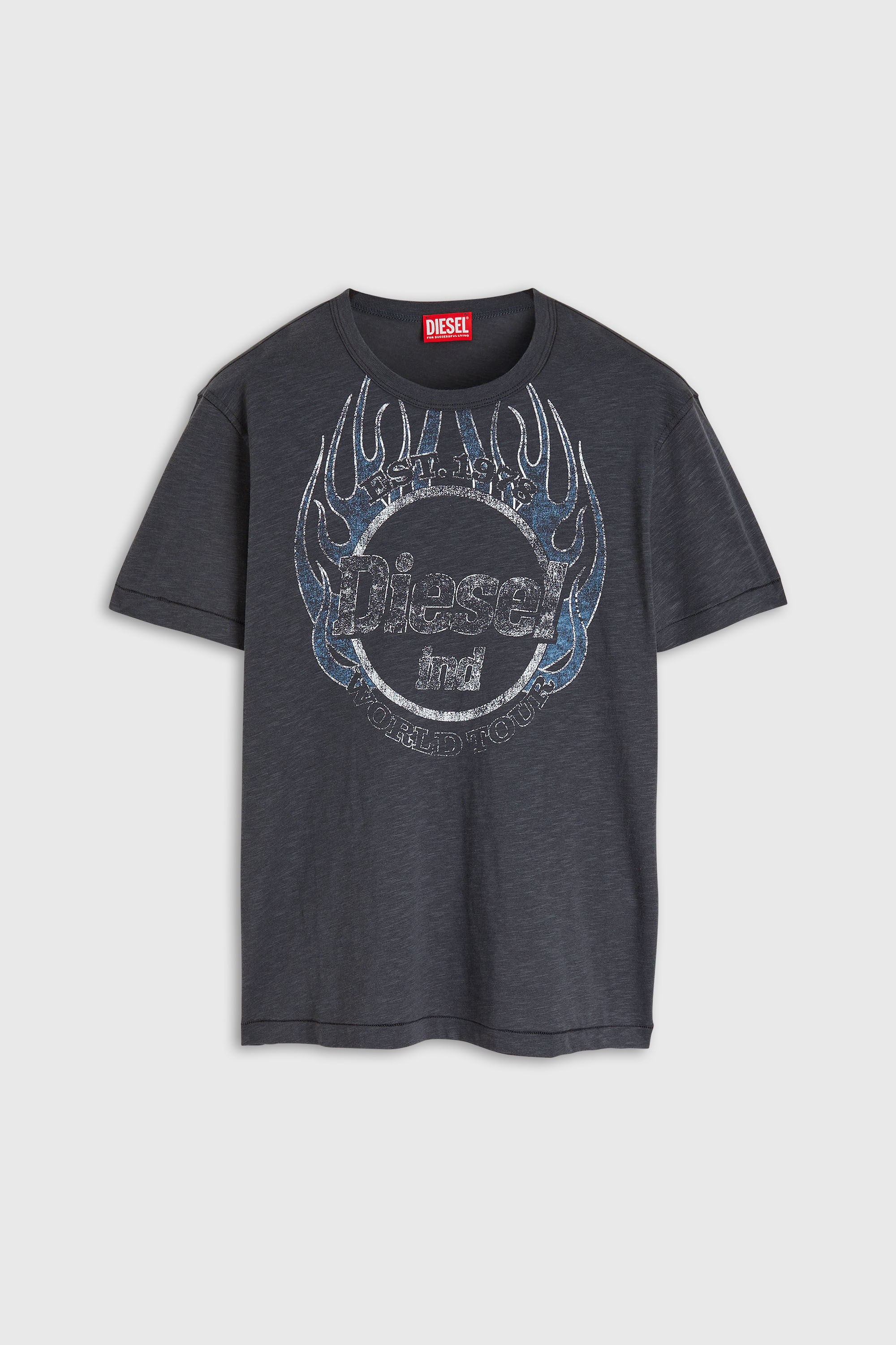 Diesel - T-NOTS, Man's T-shirt in slub-jersey with crack print in null - 4