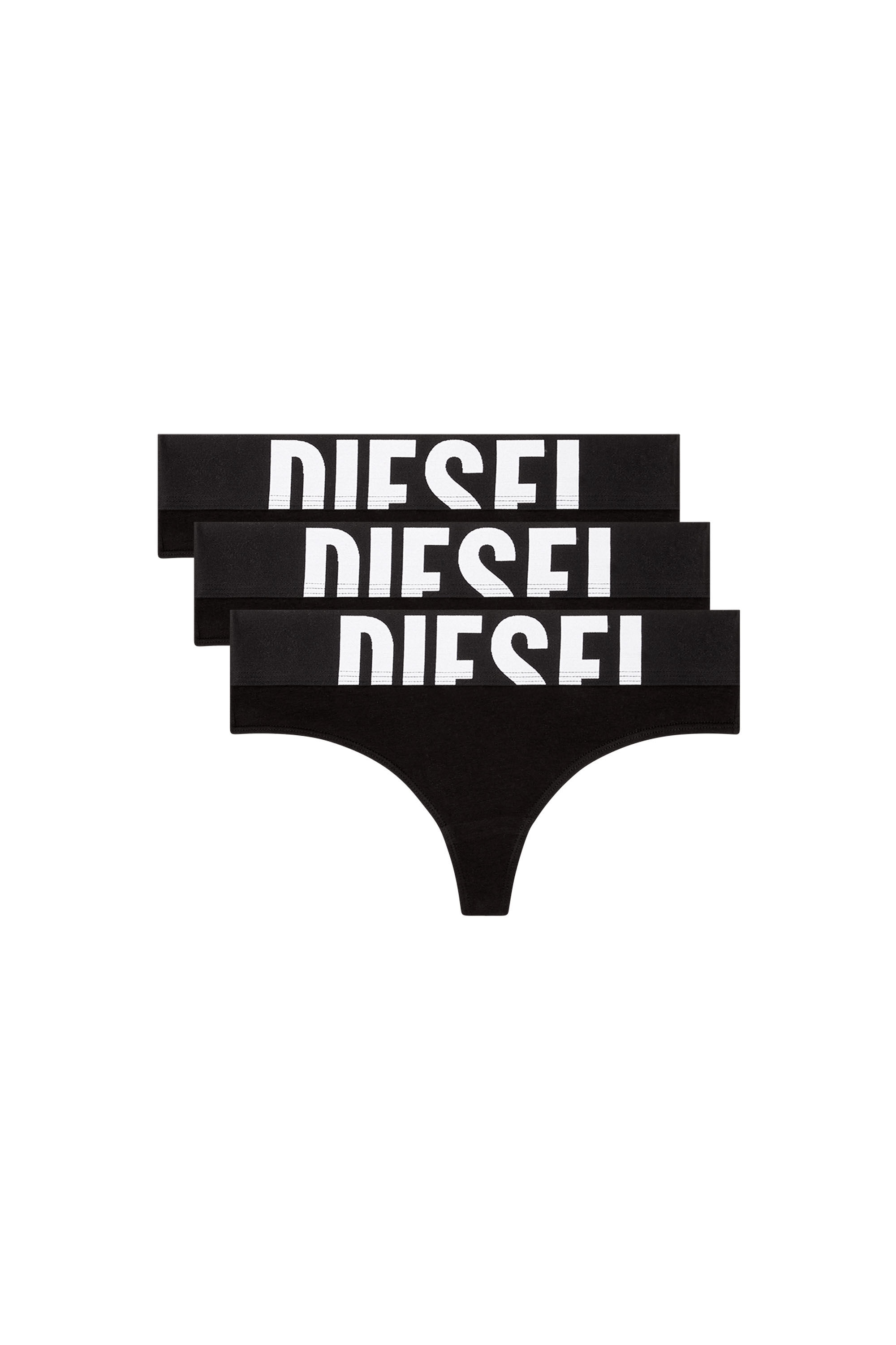 Women's Three-pack thongs with cut-off logo | Black | Diesel