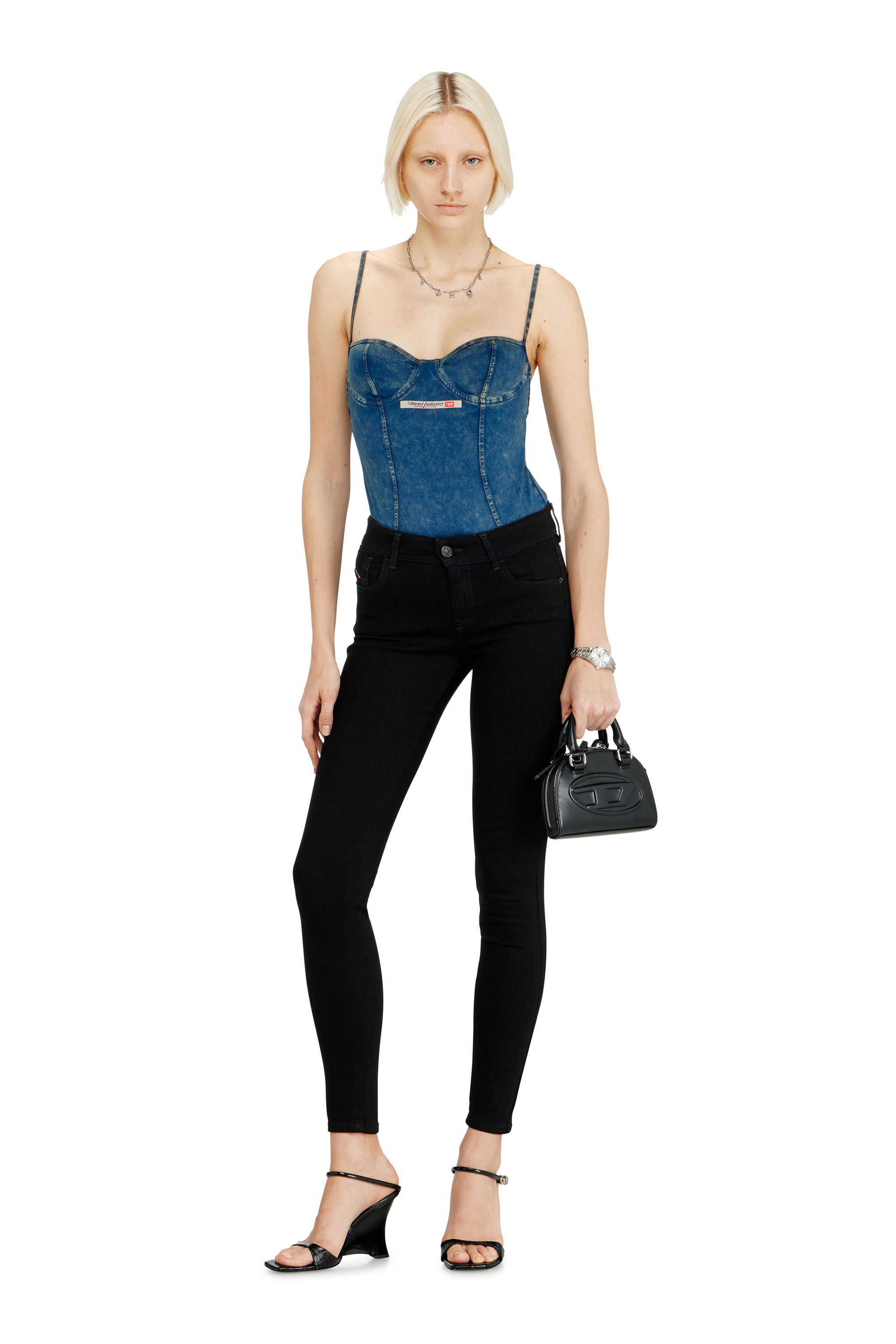 Diesel - Skinny Jeans 2017 Slandy 069EF Femme, Noir/Gris fonc&eacute; - Image 1