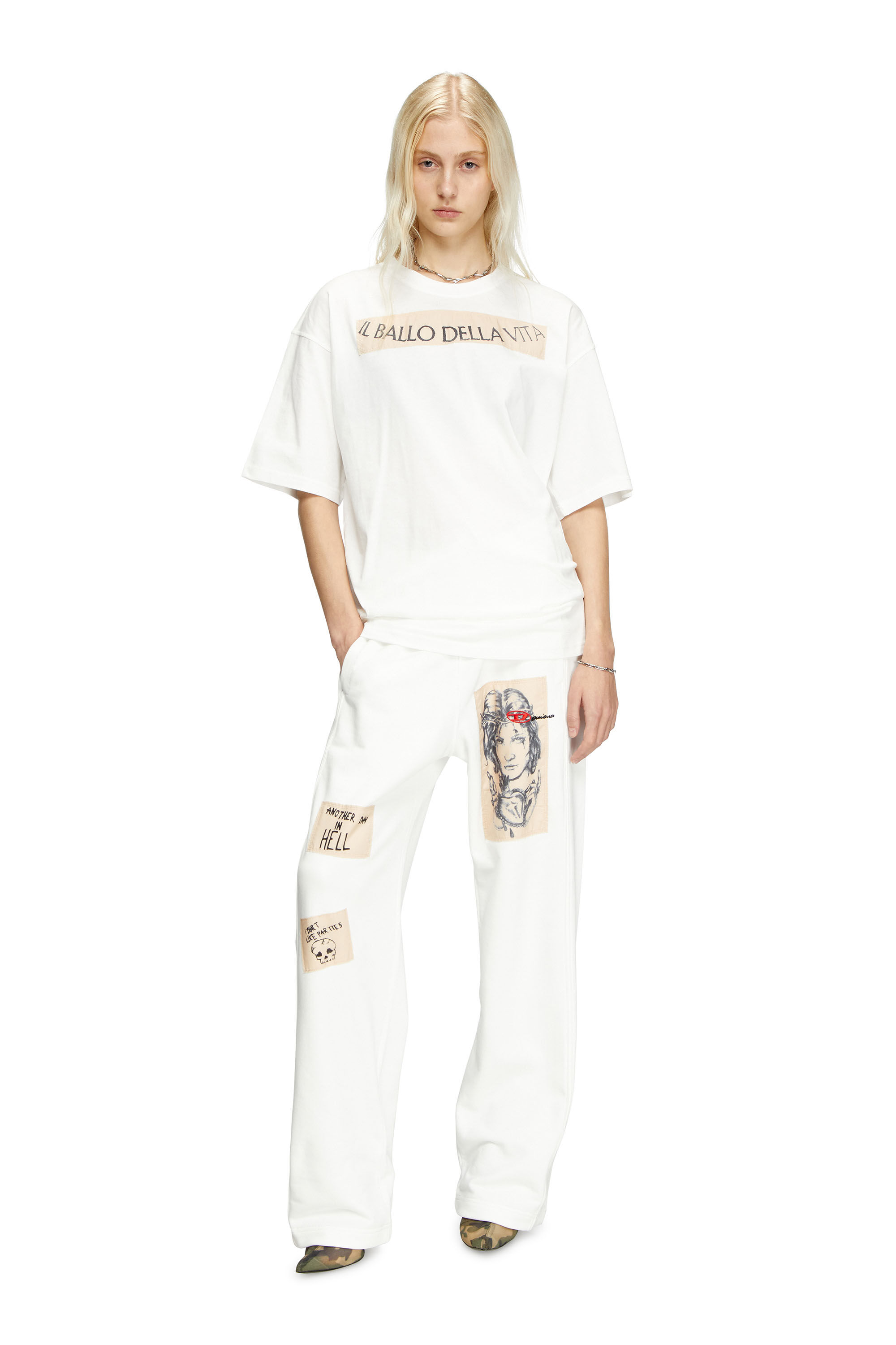 Diesel - T-BOXT-BALLO-DD, T-shirt avec empiècements tatouage Mixte in Blanc - 6