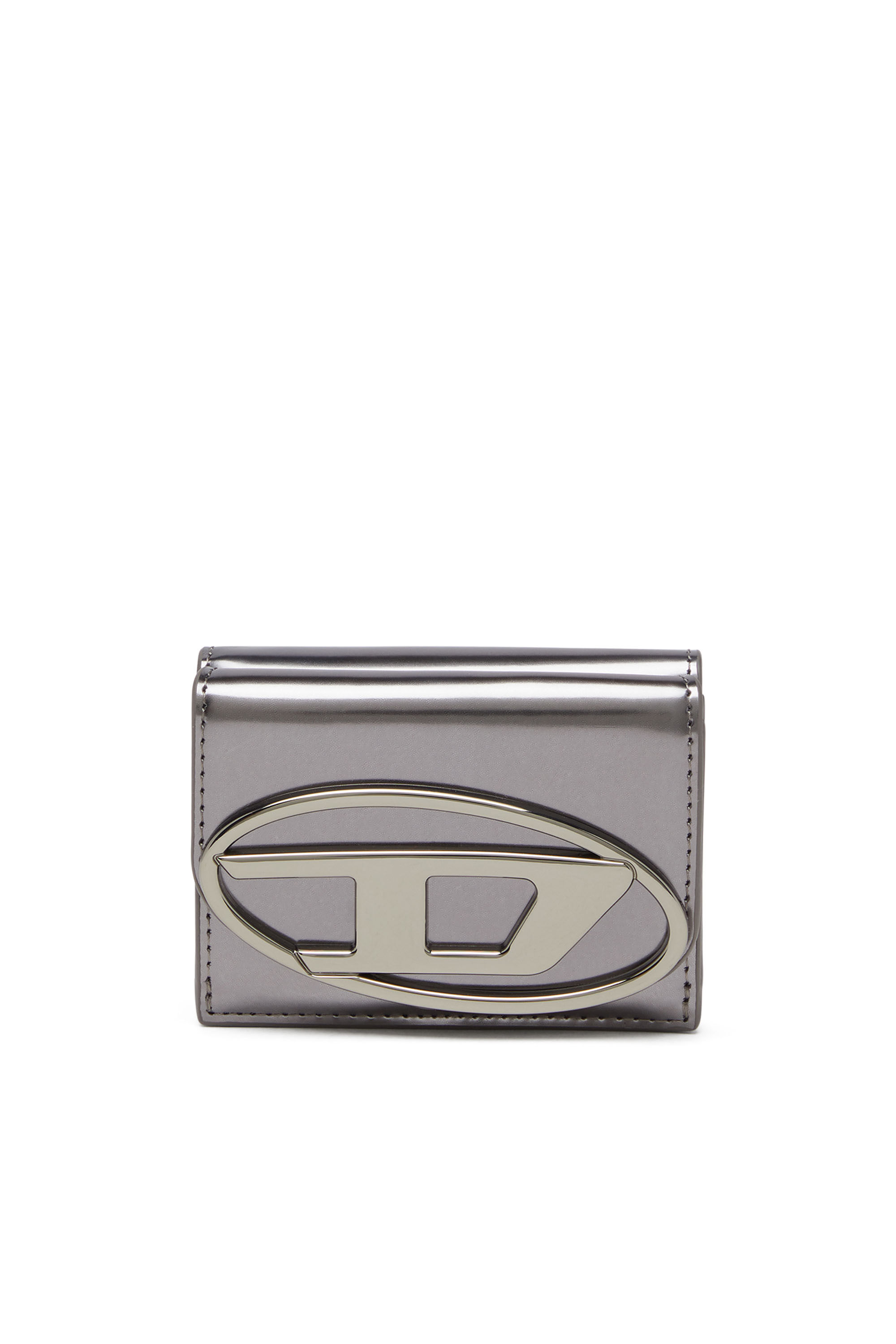 Diesel - 1DR TRI FOLD COIN XS II, Portefeuille à trois volets en cuir effet miroir Femme in Gris - 1