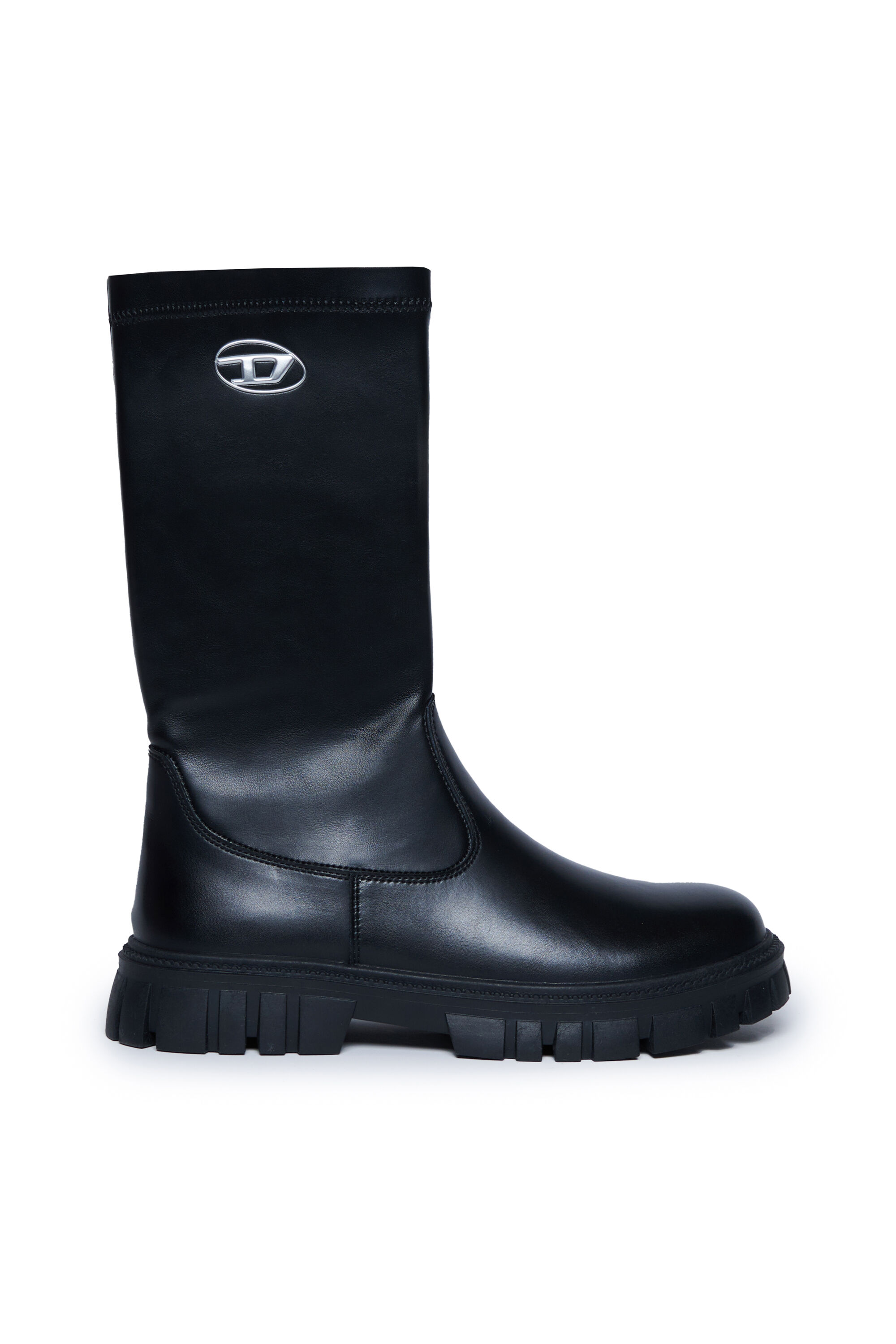 Diesel - D-HAMMER KNT, Bottes en cuir hauteur de genou Mixte in Noir - 1