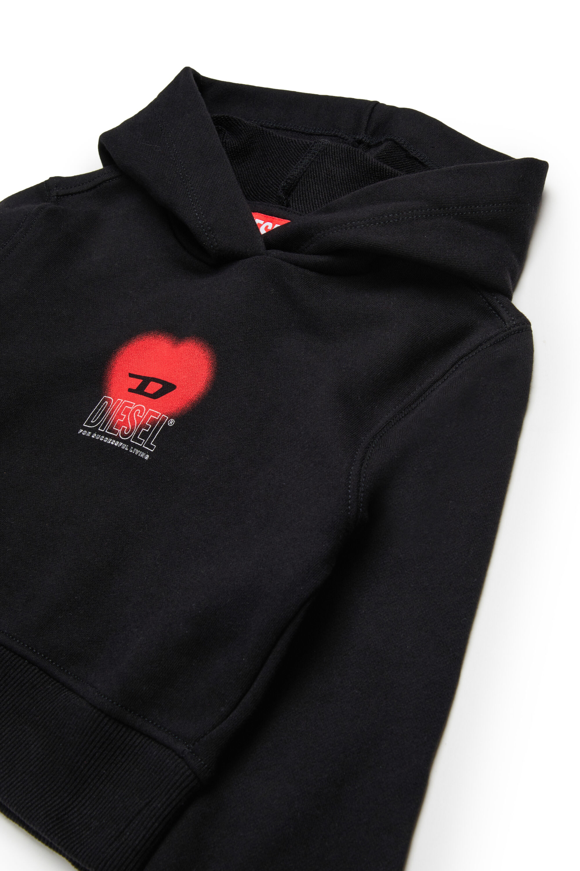 Diesel - SCUOREHOOD, Sweat-shirt cropped à capuche avec logo cœur Femme in Noir - 3