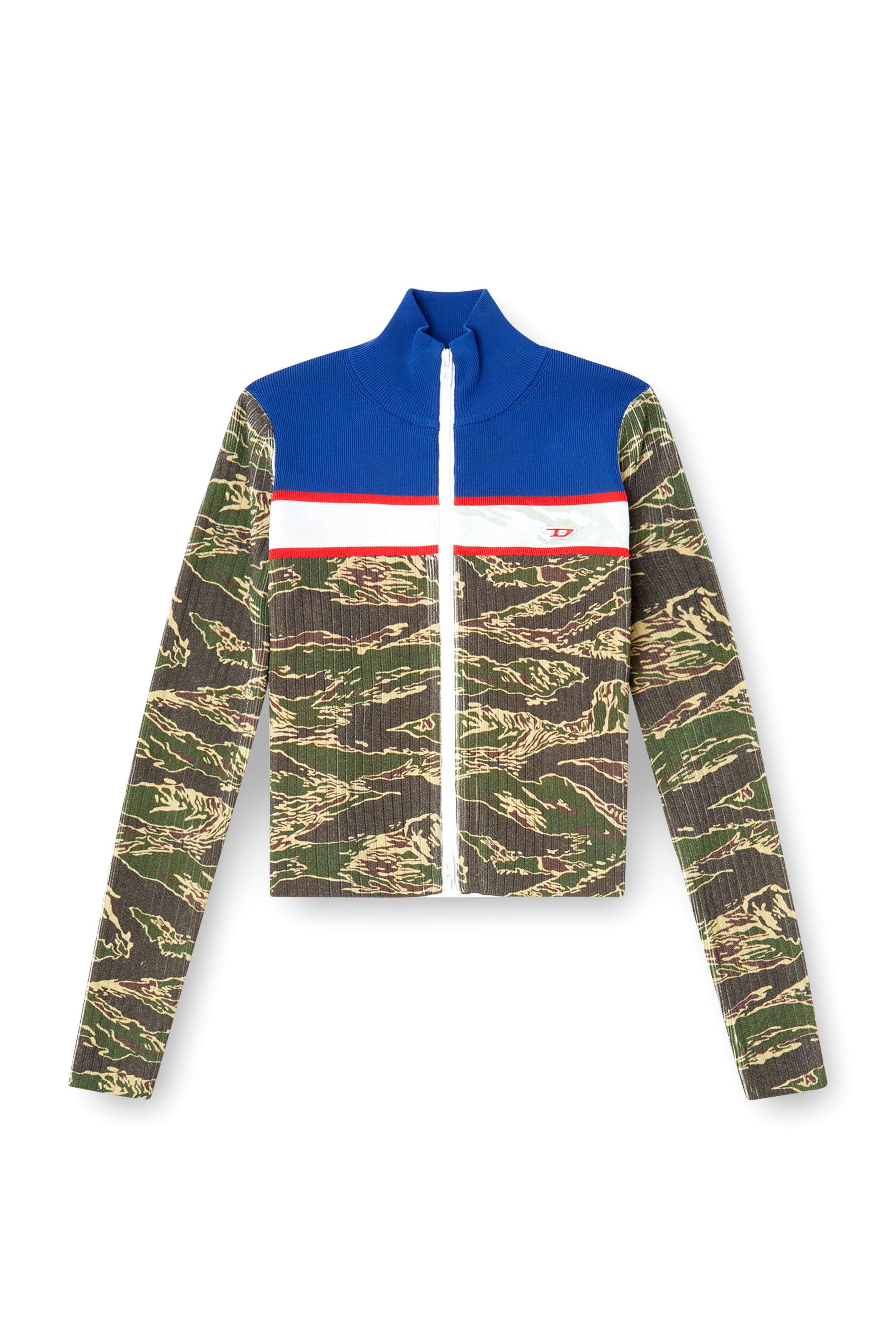 Diesel - M-CAMUT, Pull zippé camouflage en viscose côtelée Femme in Polychrome - 2