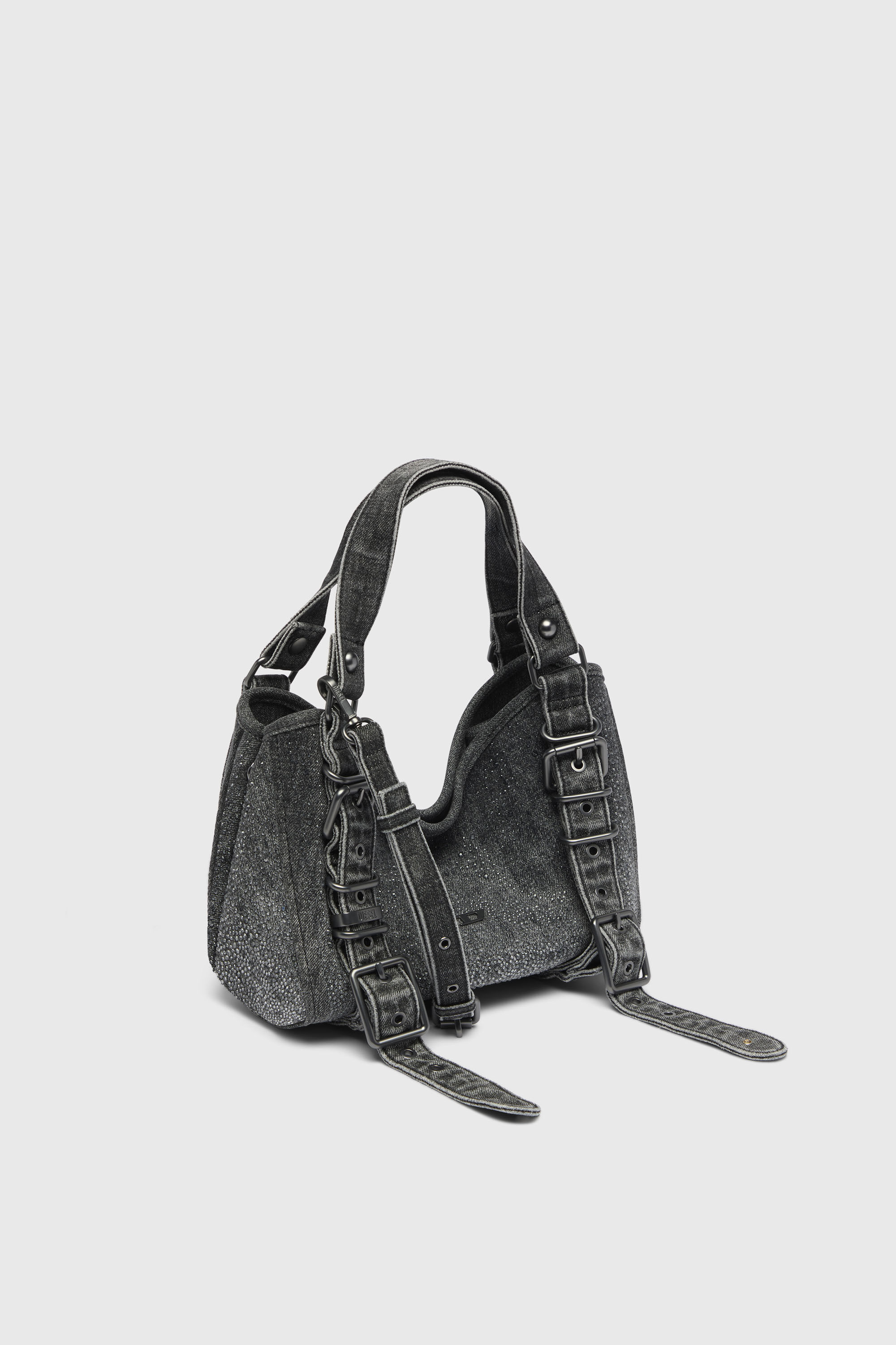 Diesel - D-ONE TOPHANDLE S, D-One-Sac small &agrave; poign&eacute;e sup&eacute;rieure en denim solaris&eacute; orn&eacute; de cristaux Femme in Noir - 4