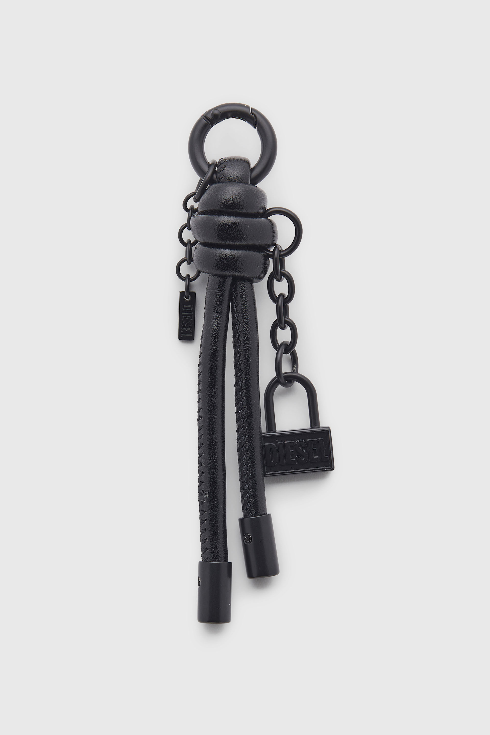 Diesel - CHARM-LOCK II, Porte-cl&eacute;s/pendentif en m&eacute;tal avec d&eacute;tail cadenas Diesel Homme in Noir - 1