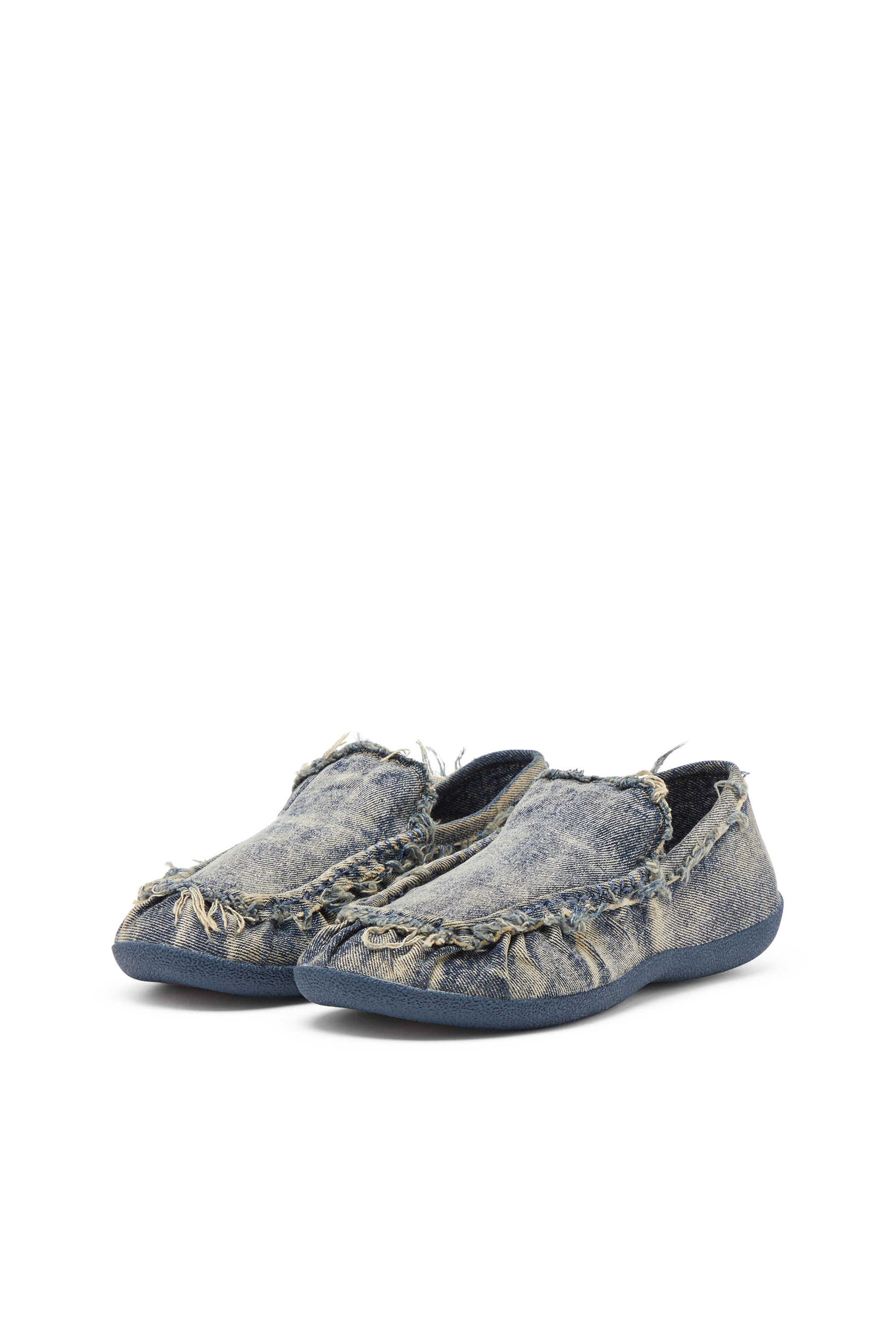 Diesel - D-SHOCK MOC, D-Shock-Mocassins en denim effet vieilli Homme in Bleu - 8