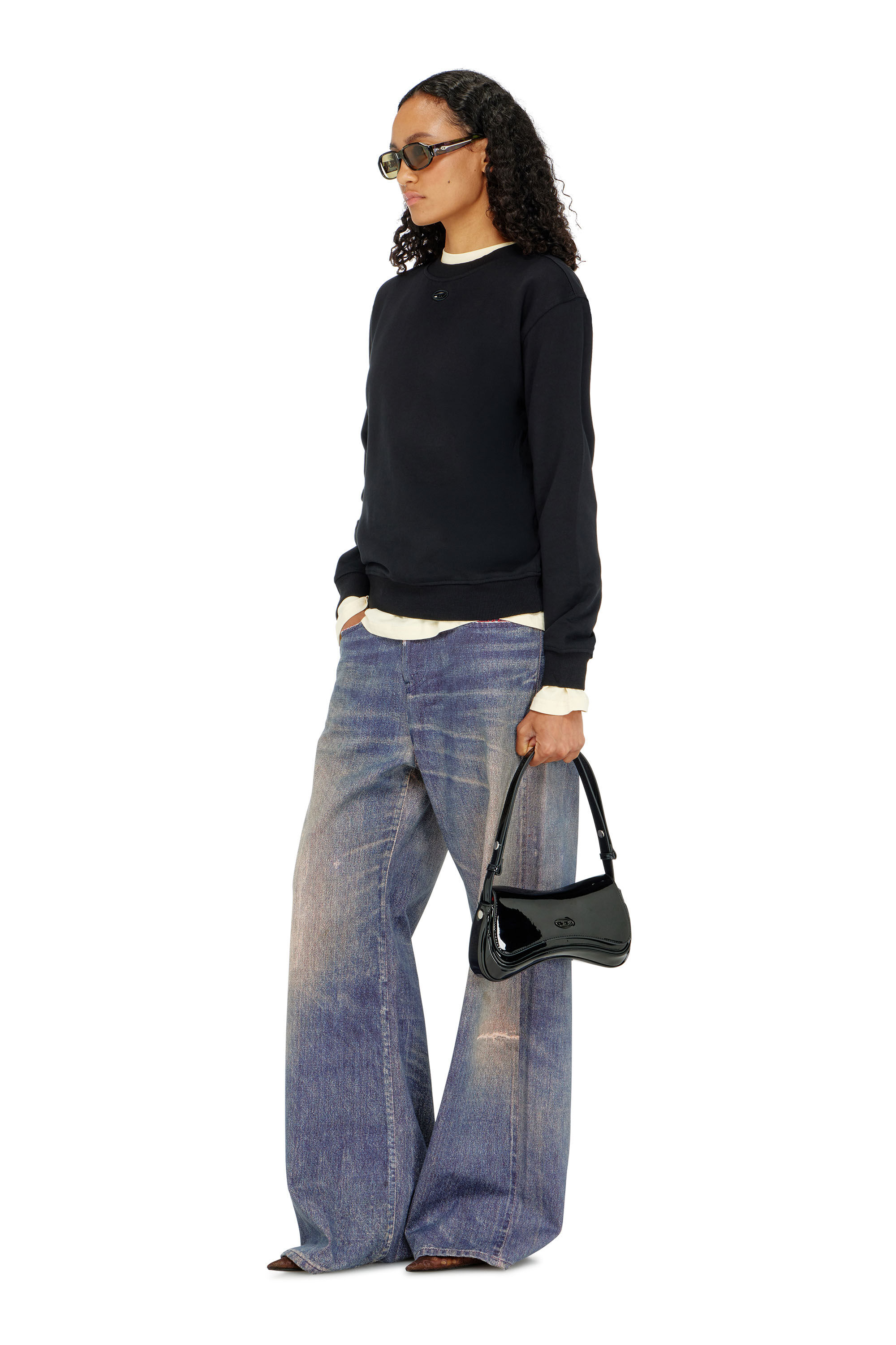 Diesel - F-NORMY-OD, Sweat-shirt en coton avec broderie Oval D Femme in Noir - 1