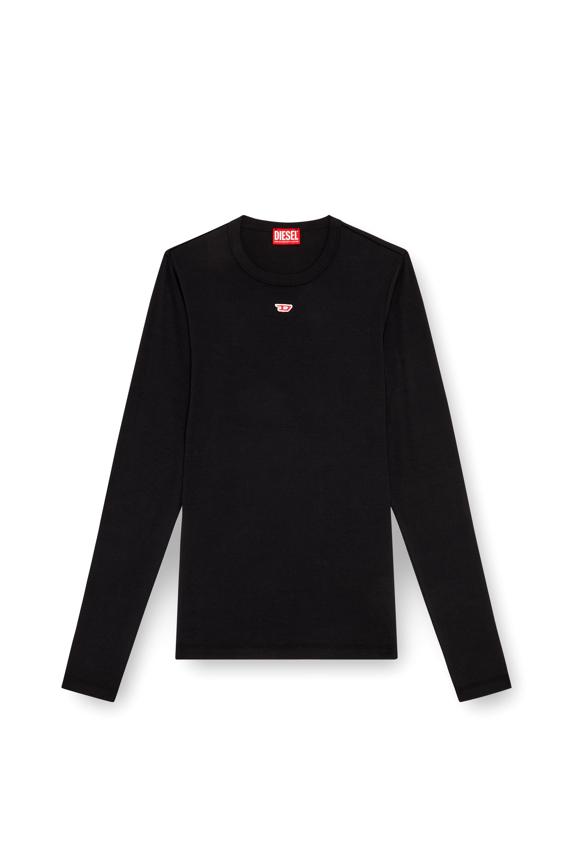 Diesel - D-RIBBER-LS-N, T-shirt à manches longues avec empiècement D Homme in Noir - 2