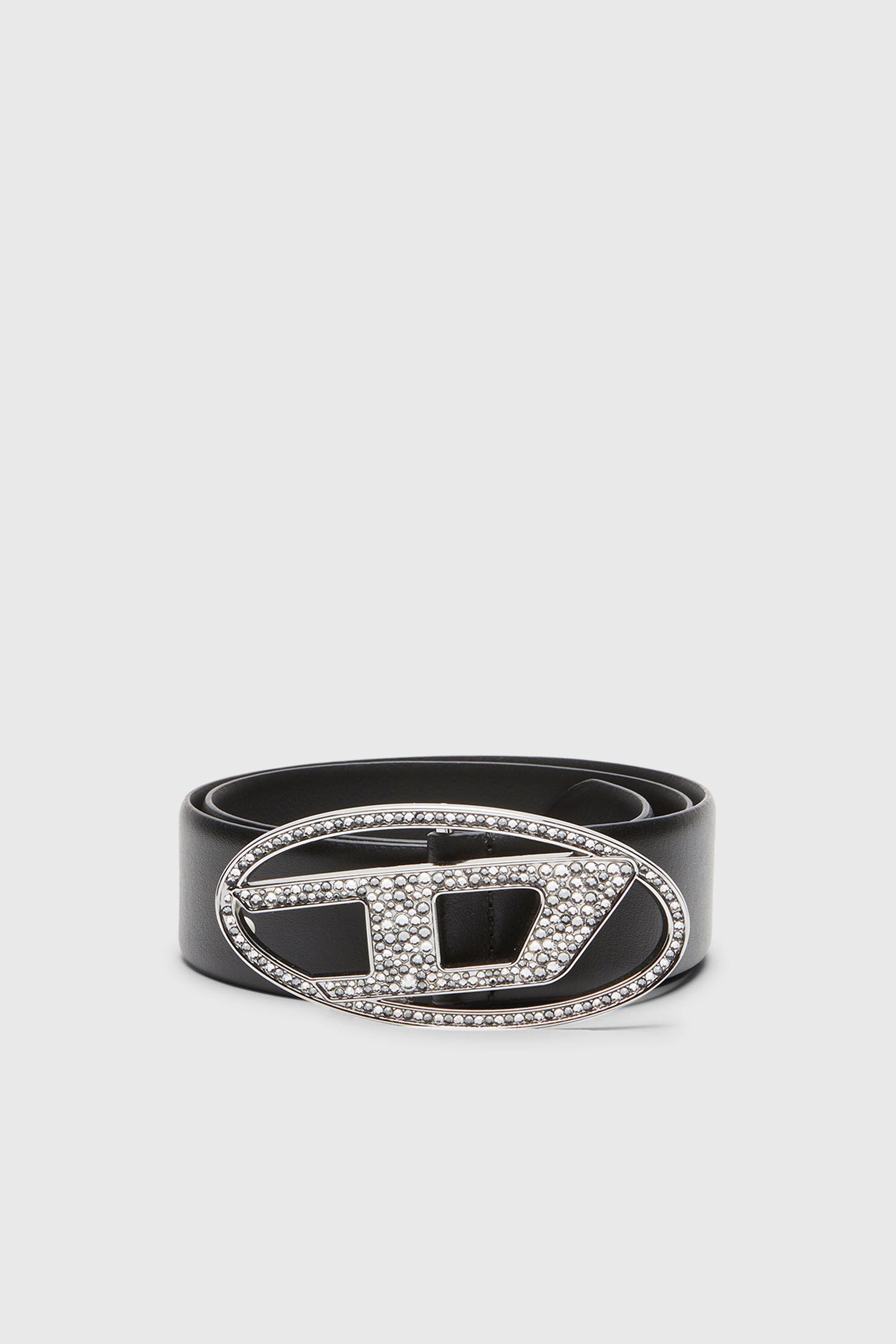 Diesel - B-1DR STRASS, Ceinture 4 cm en cuir avec boucle en cristal Femme in Noir - 1