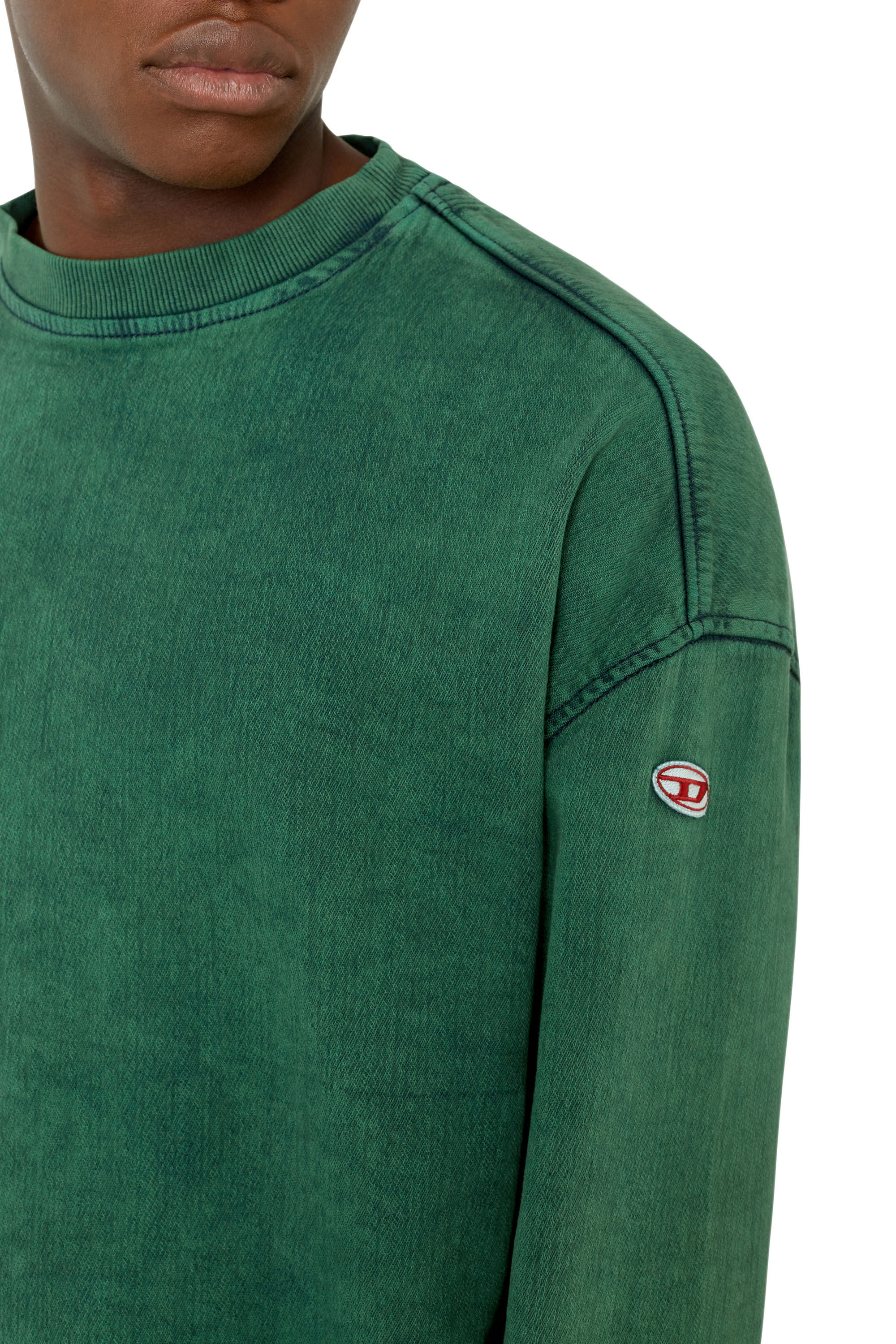 Diesel - D-KRIB TRACK DENIM SWEATSHIRT, Green - Image 6