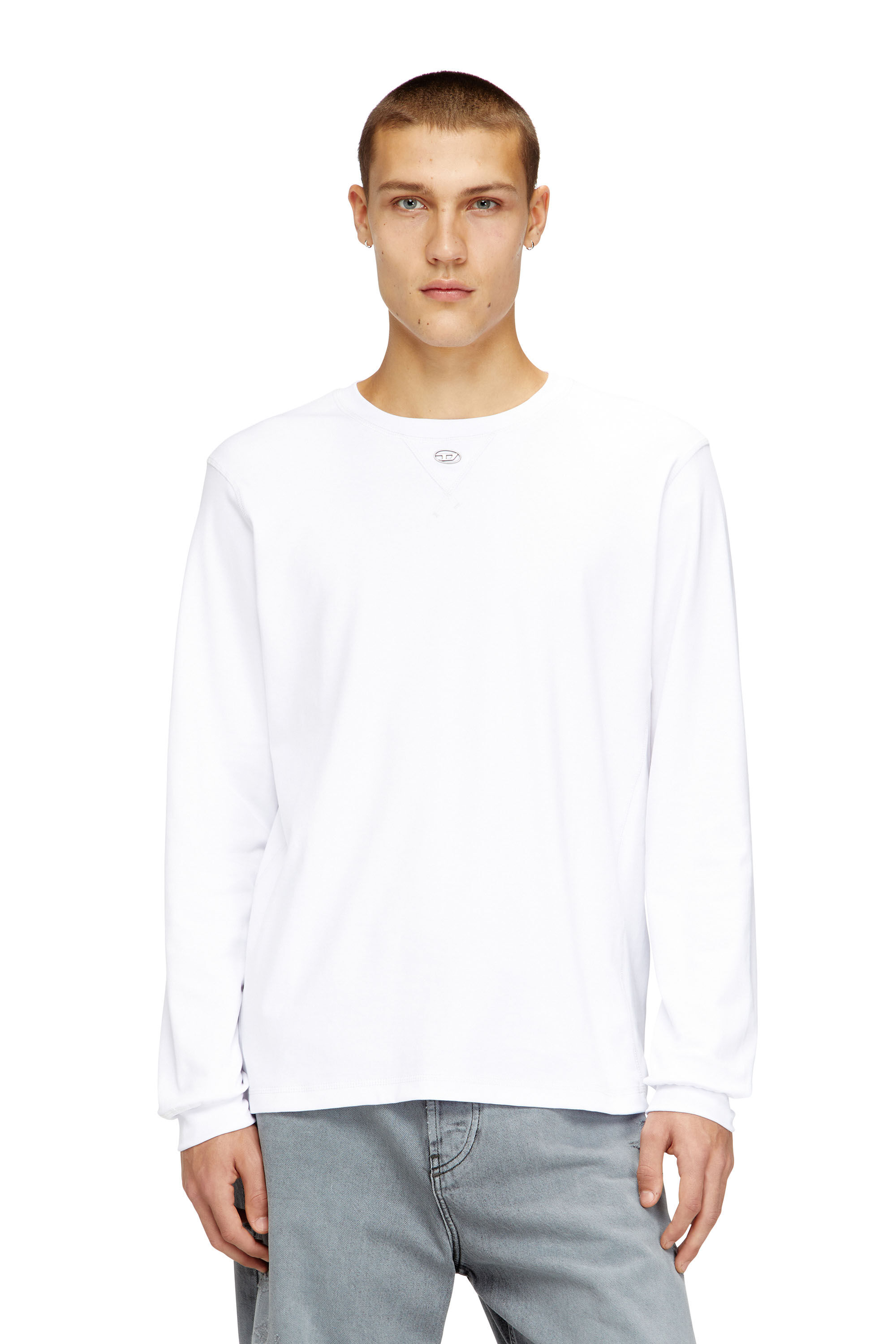 Diesel - T-MADJUST-LS-TR, T-shirt à manches longues en coton avec Oval D Homme in ToBeDefined - 3
