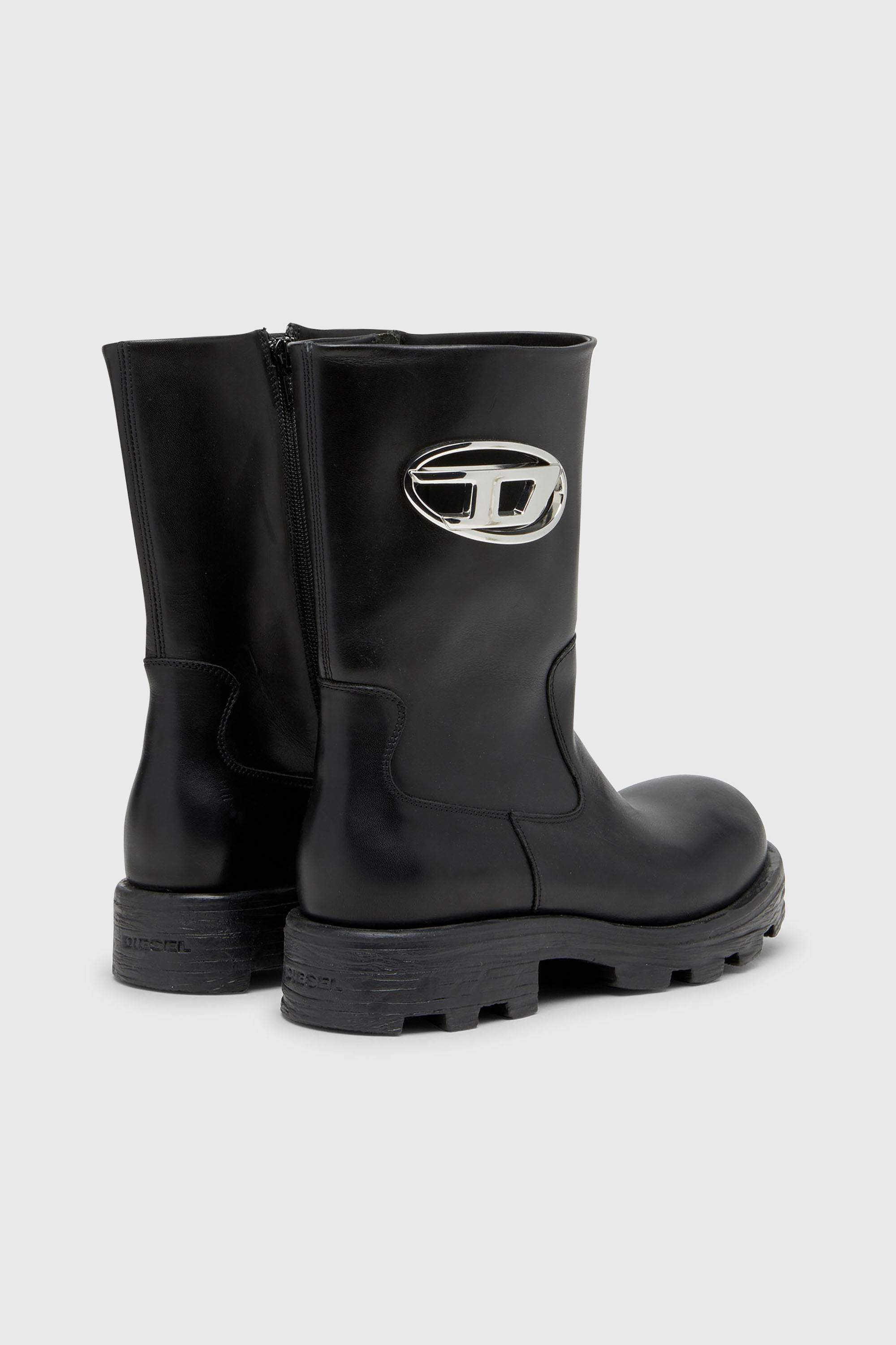 Diesel - D-HAMMER BKR D W, D-Hammer-Bottes en cuir d&eacute;coup&eacute;es avec ferrures &agrave; logo Femme in Noir - 3