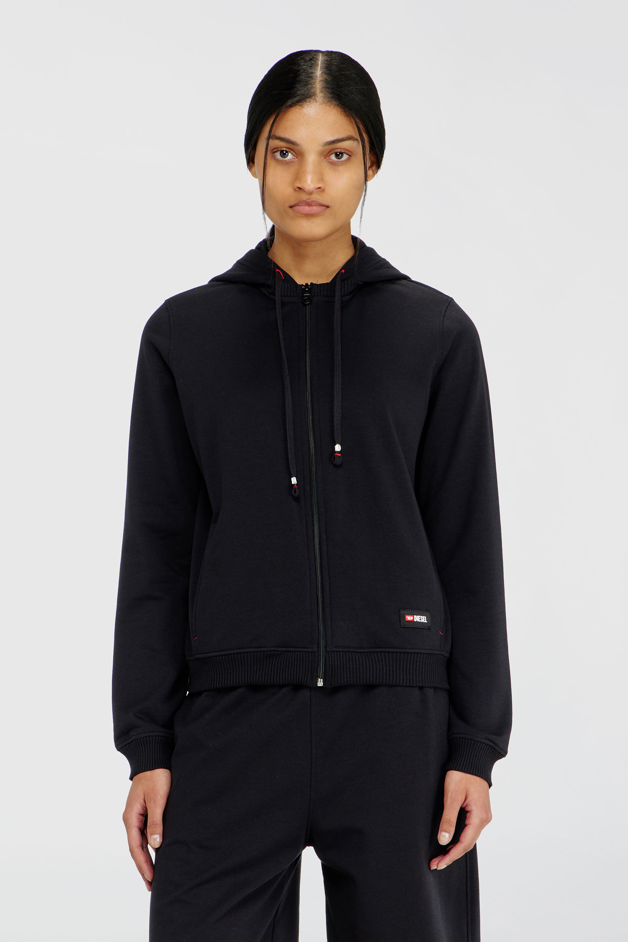 Diesel - HARRIET-D-CORE, Sweat &agrave; capuche en m&eacute;lange de coton gratt&eacute; Femme in Noir - 3