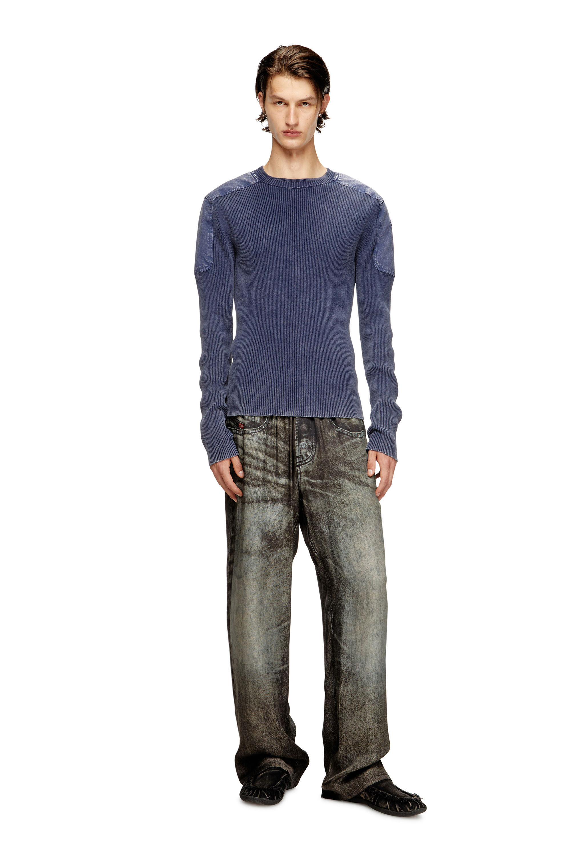 Diesel - K-MARTIN, Pull avec empiècements en denim sur les épaules Homme in ToBeDefined - 1