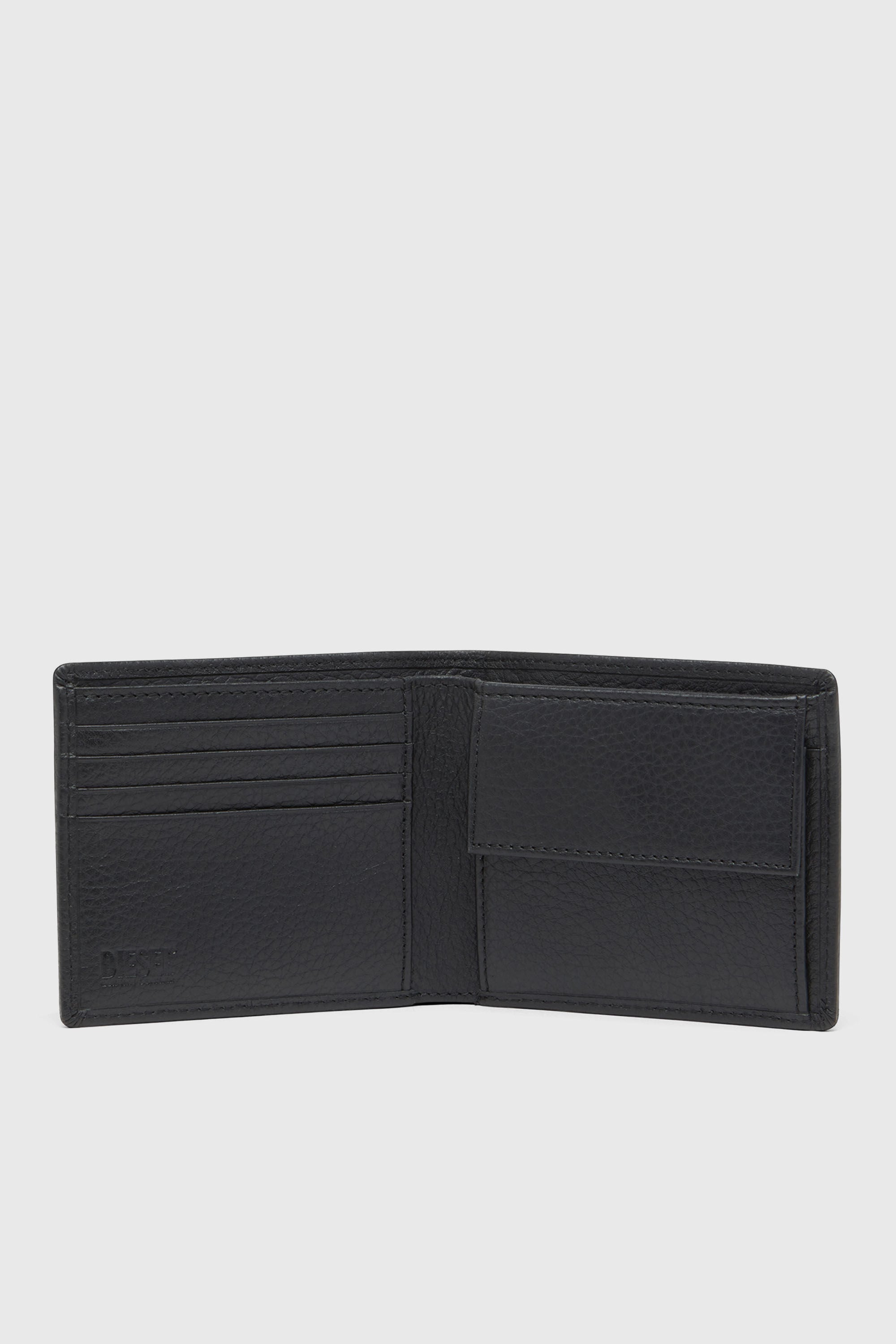 Diesel - BI FOLD COIN S, Portefeuille &agrave; deux volets en cuir grain&eacute; Homme in Noir - 3