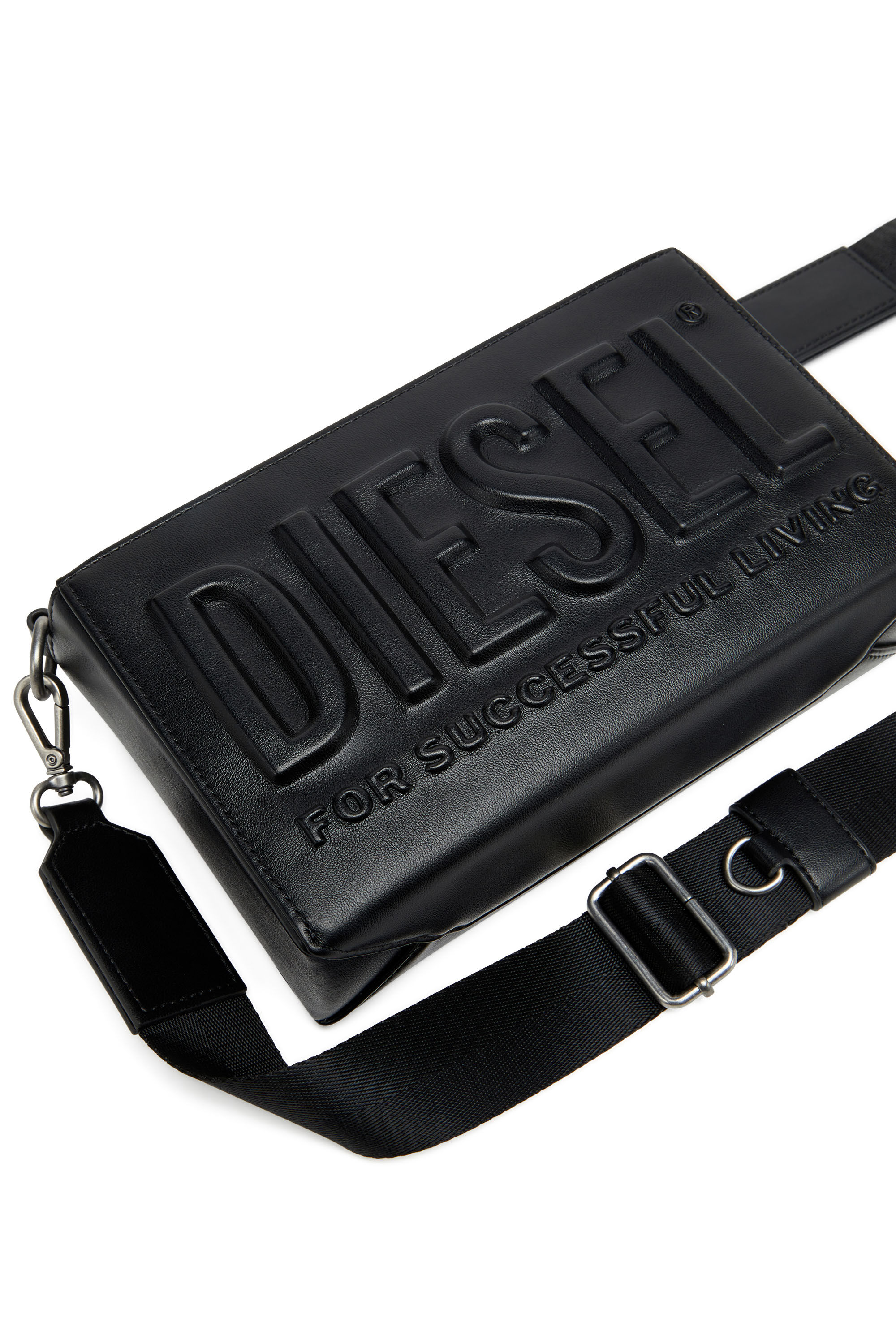 Men's Dsl 3D-PU camera bag with embossed logo | Black | Diesel