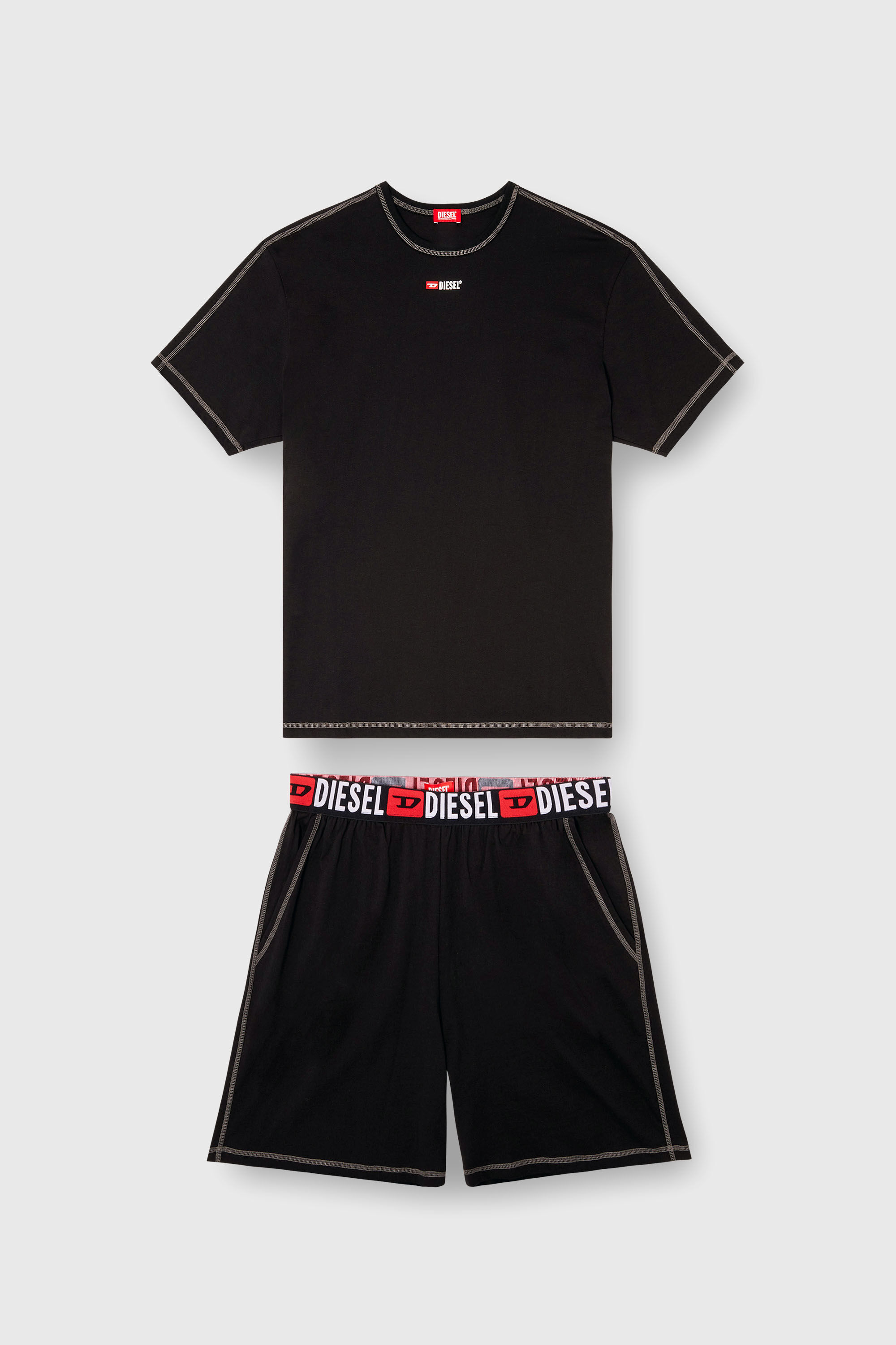 Diesel - SET-ADAM-D-CORE, Pyjama court en jersey de coton Homme in Noir - 2